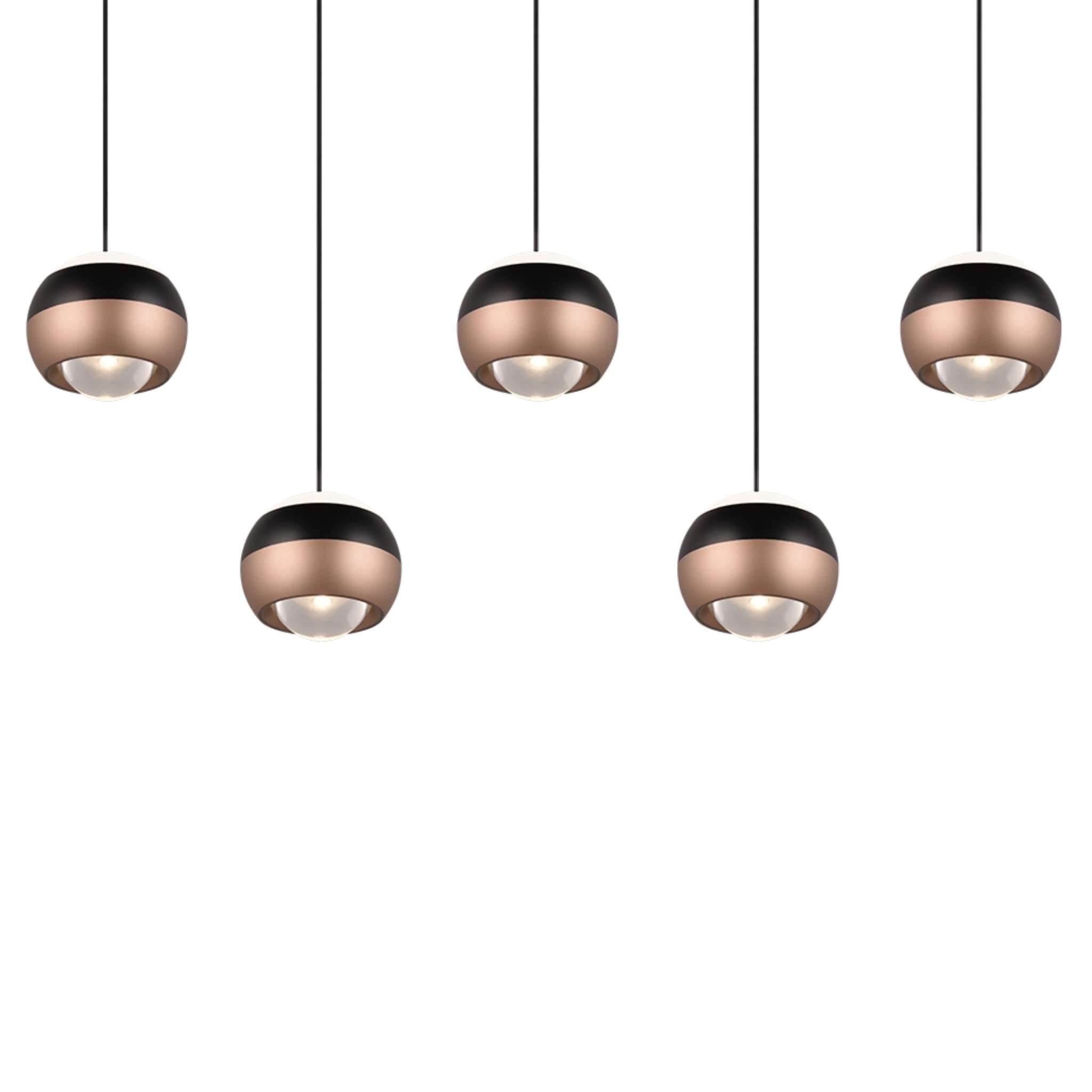 TRIO Orbit LED Pendant light 100 cm 5-piece - matte black