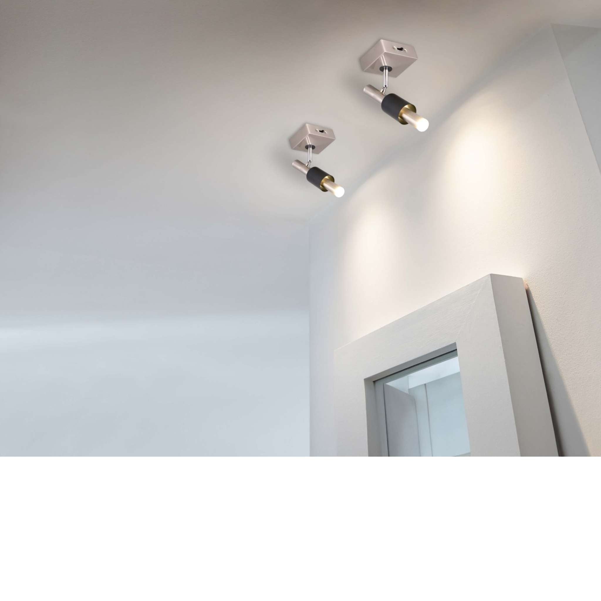 TRIO Ikaris LED spotlight 2-piece - brushed steel/matte black