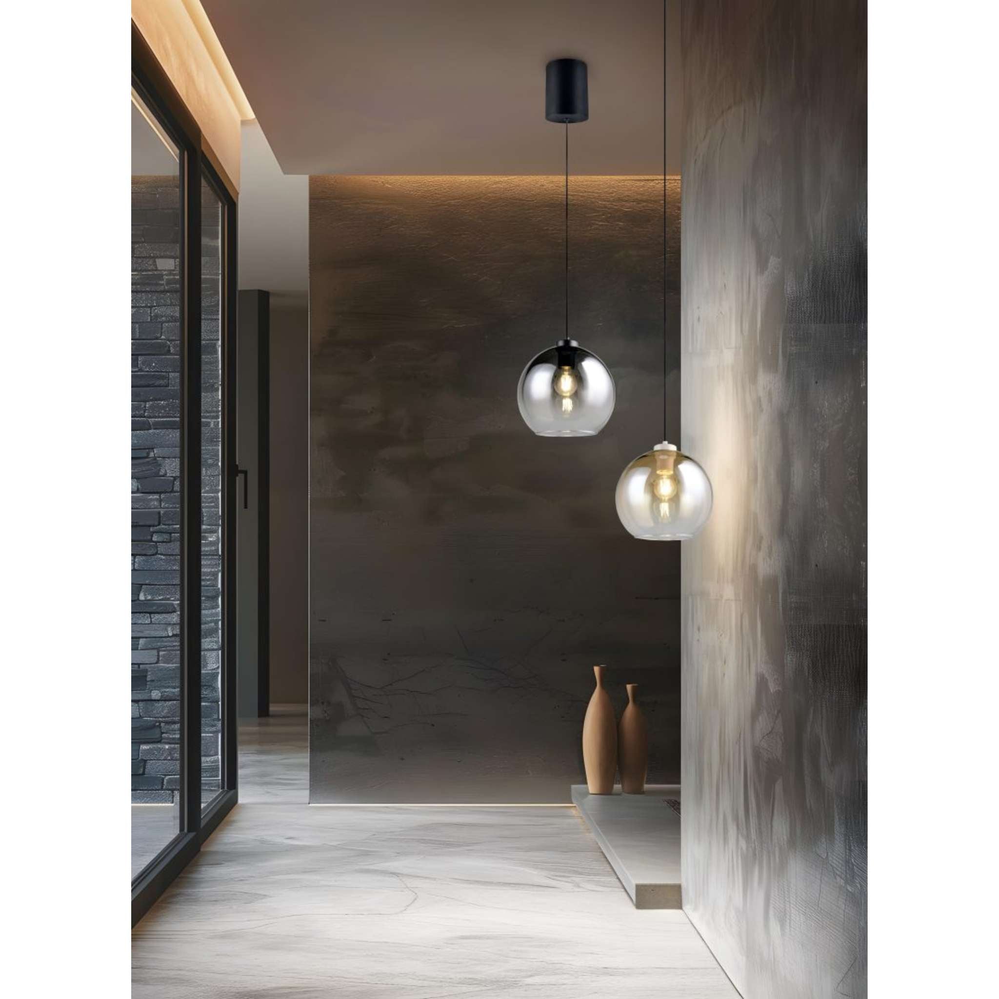 TRIO Liora Pendant light E27 - matte black/smoke