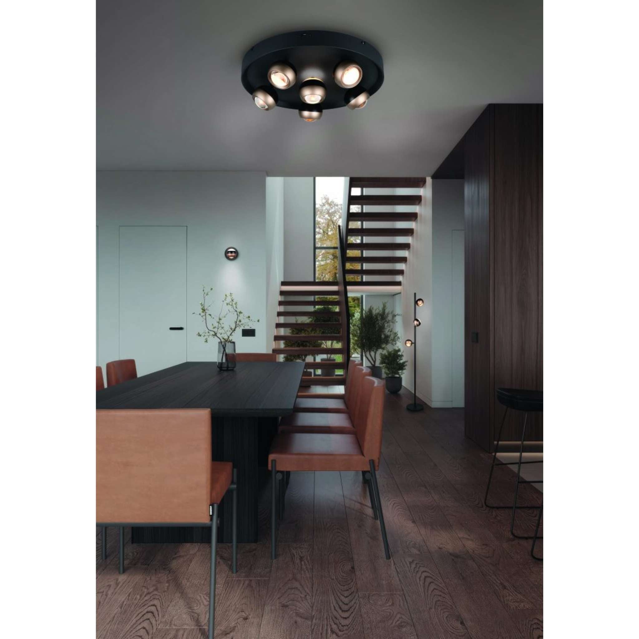 TRIO Orbit LED Floor lamp 3-piece - matte black/coffee