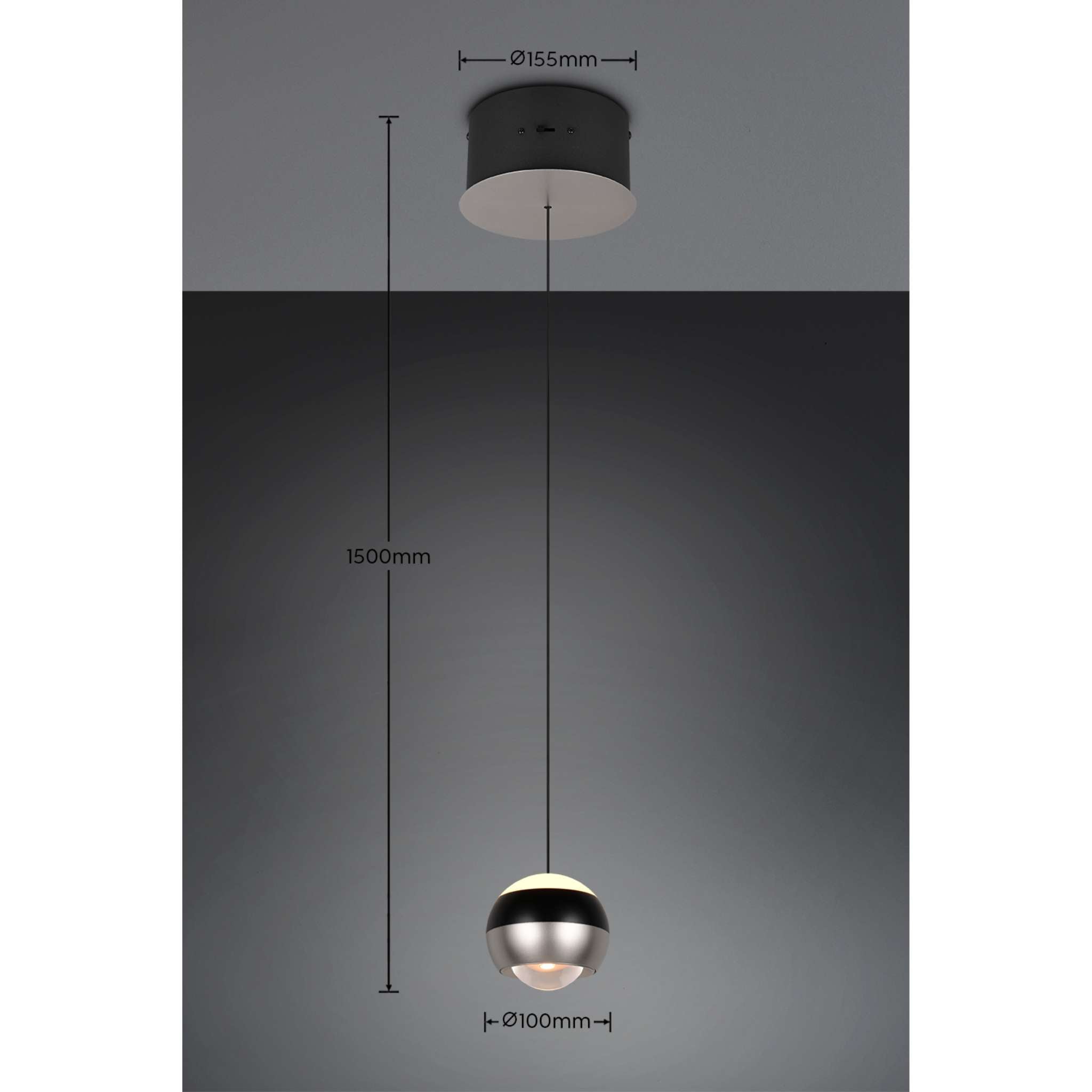 TRIO Orbit LED Pendant light 1-piece - brushed steel/matte black