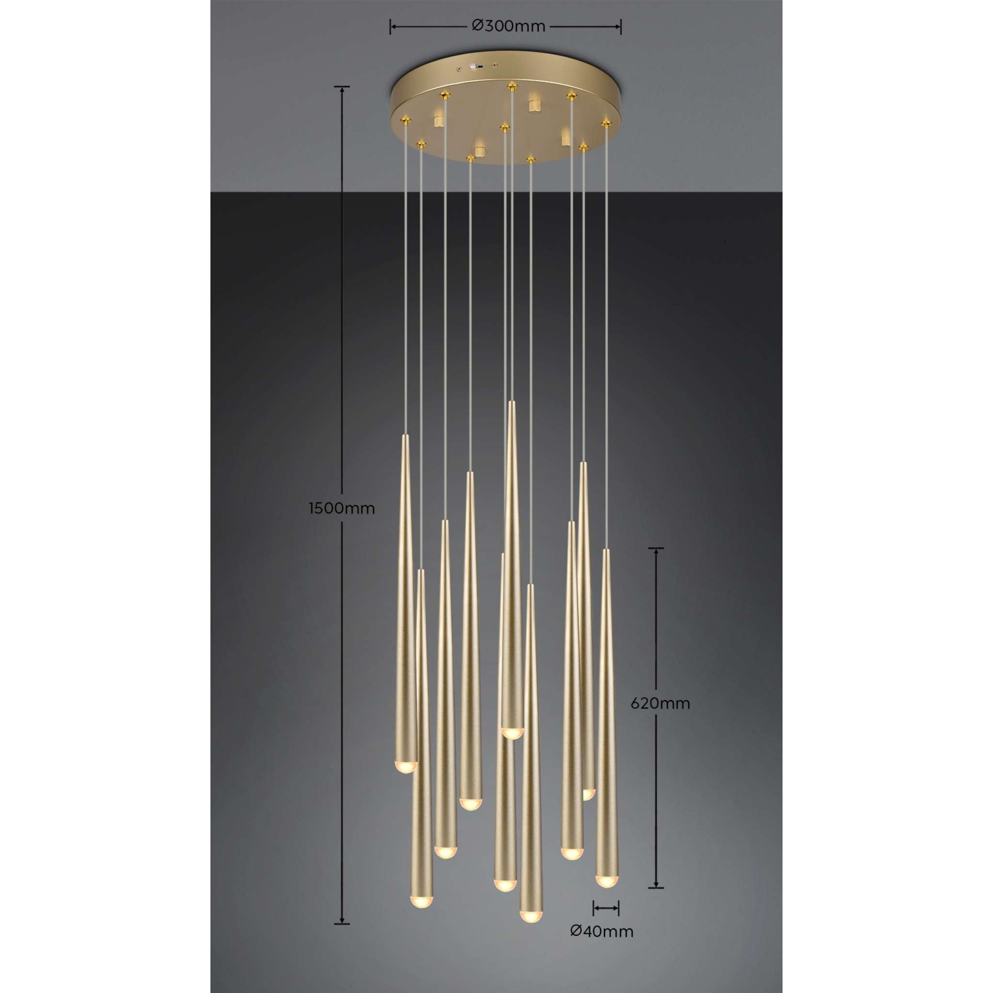TRIO Cala LED Pendant light 10-piece set - gold