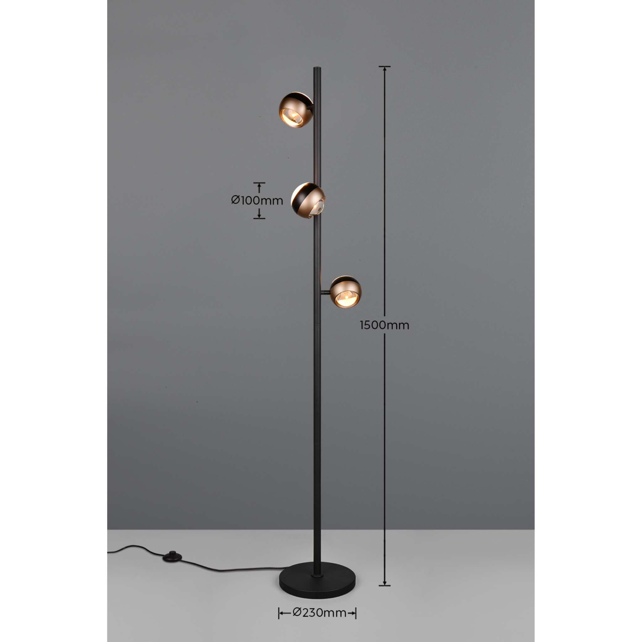 TRIO Orbit LED Floor lamp 3-piece - matte black/coffee