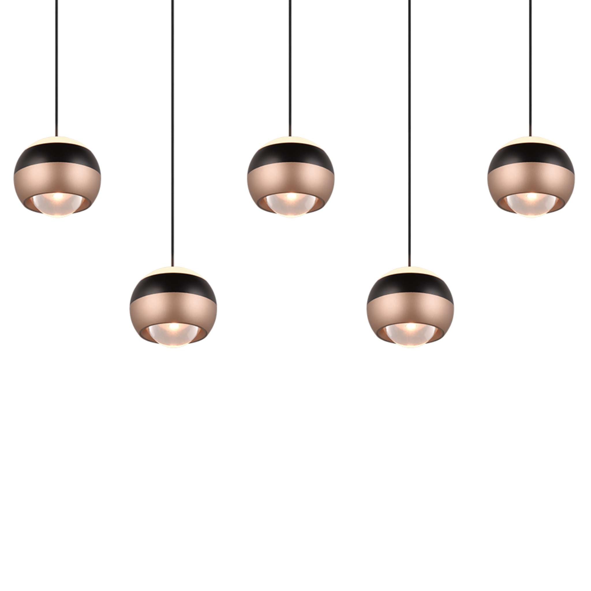 TRIO Orbit LED Pendant light 100 cm 5-piece - matte black