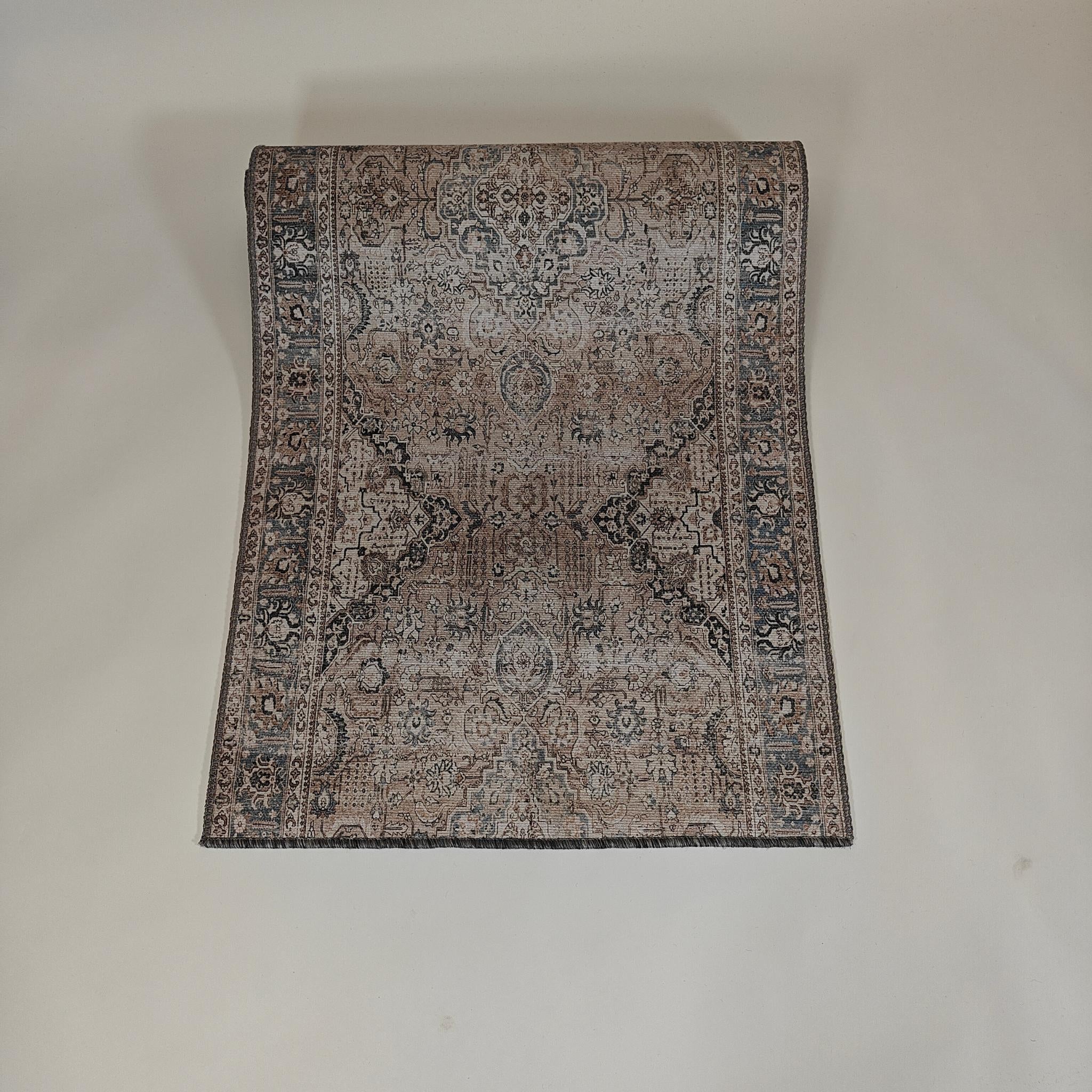 Antique käytävämatto rulla 80cm - sininen - beige