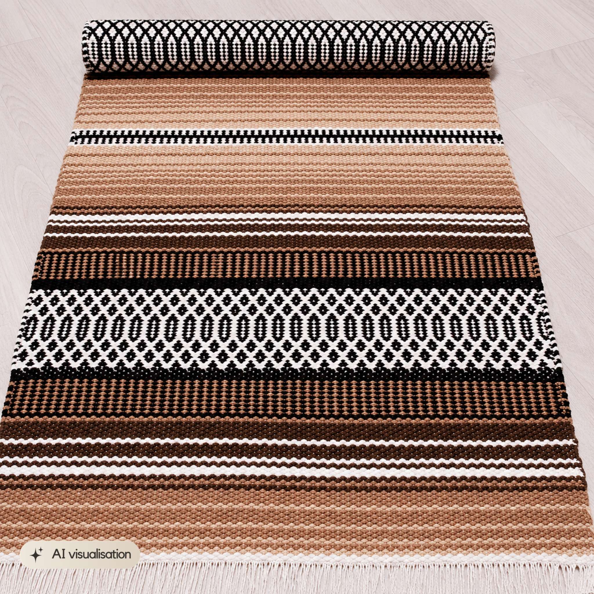 BERTA Cotton rug Roll - brown