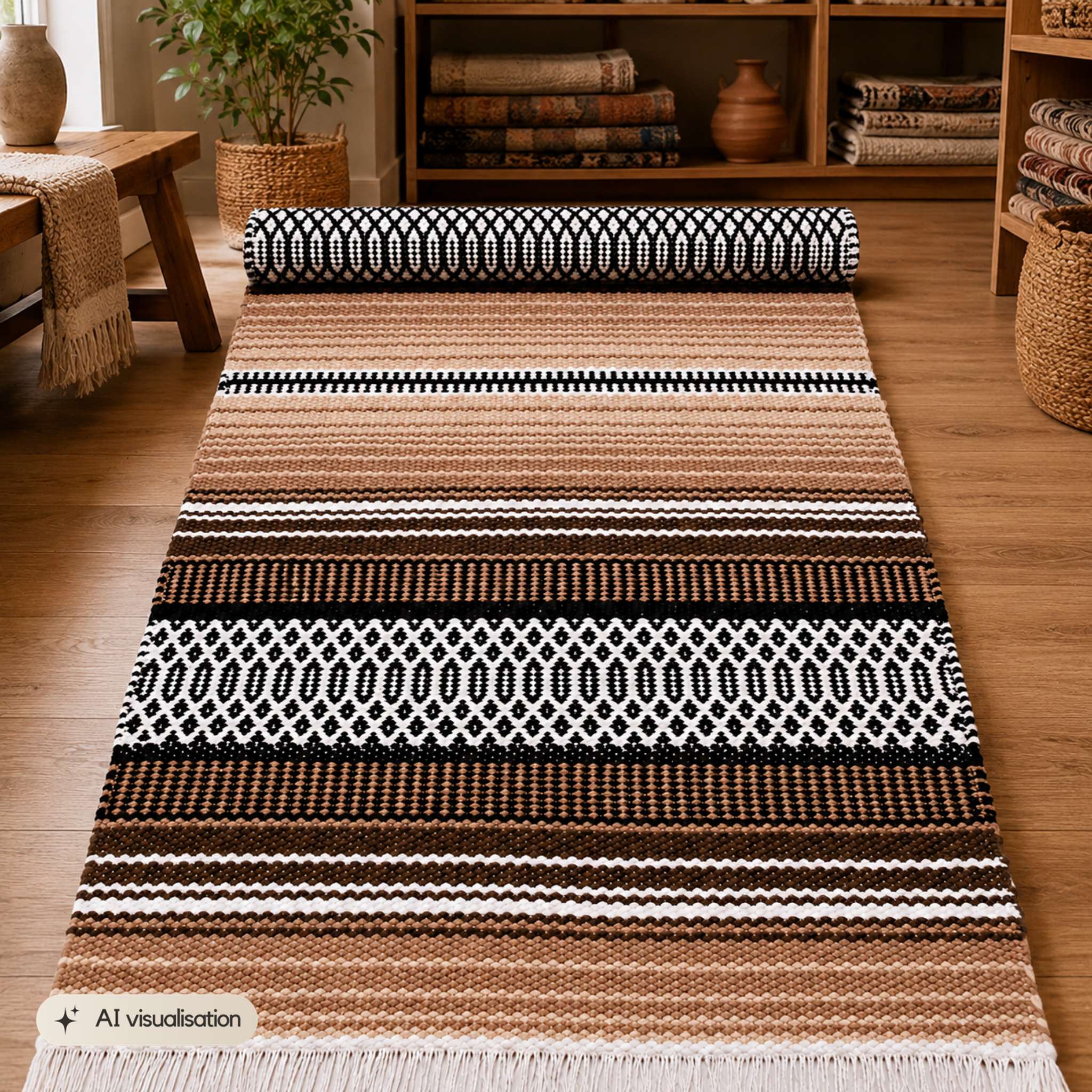 BERTA Cotton rug Roll - brown