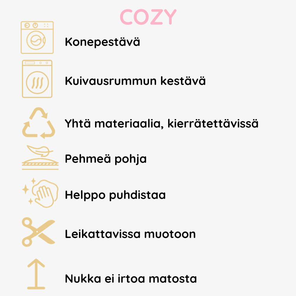 Cozy lyhytnukkainen matto - valkoinen.