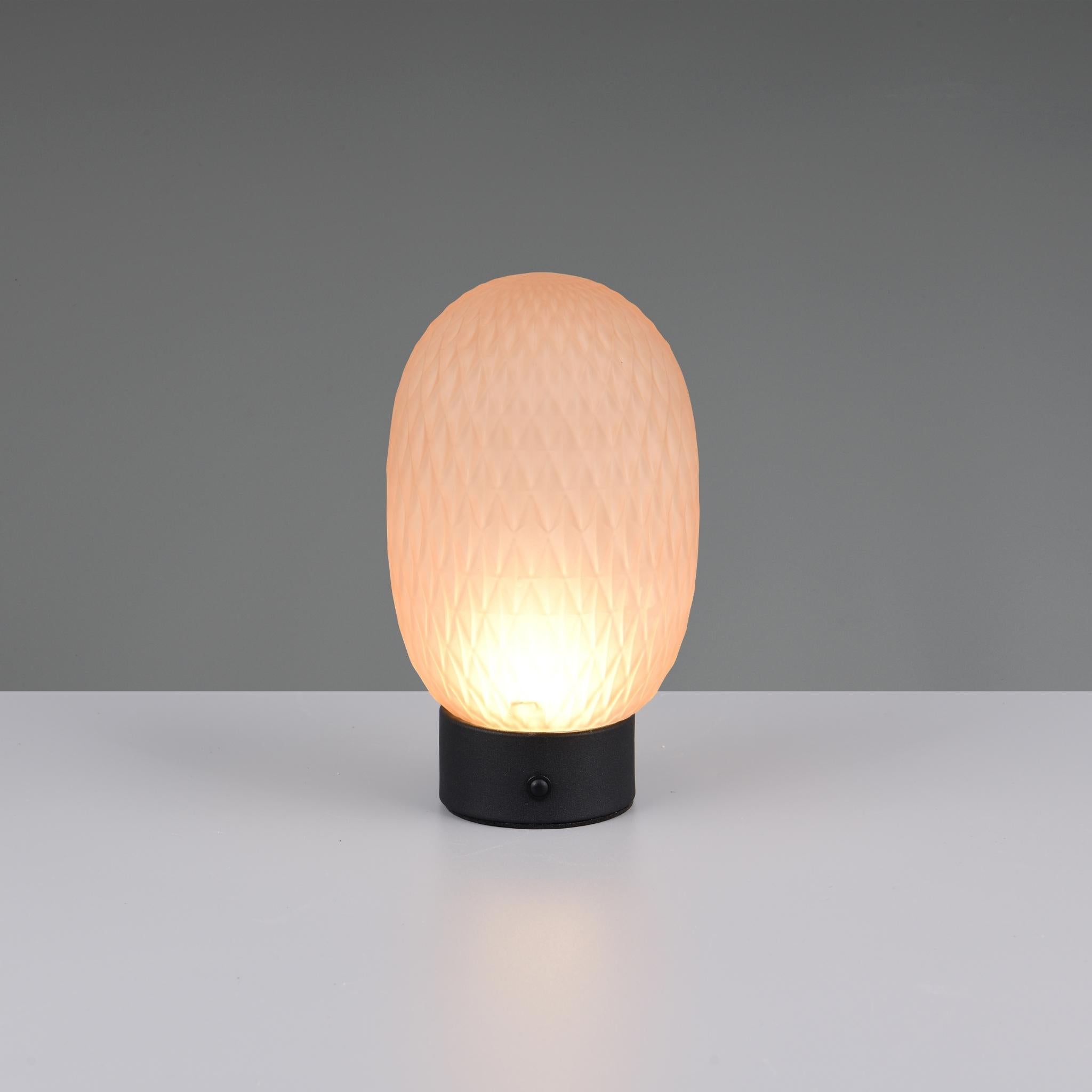 TRIO Facette LED pöytävalaisin ladattava - meripihka/mattamusta