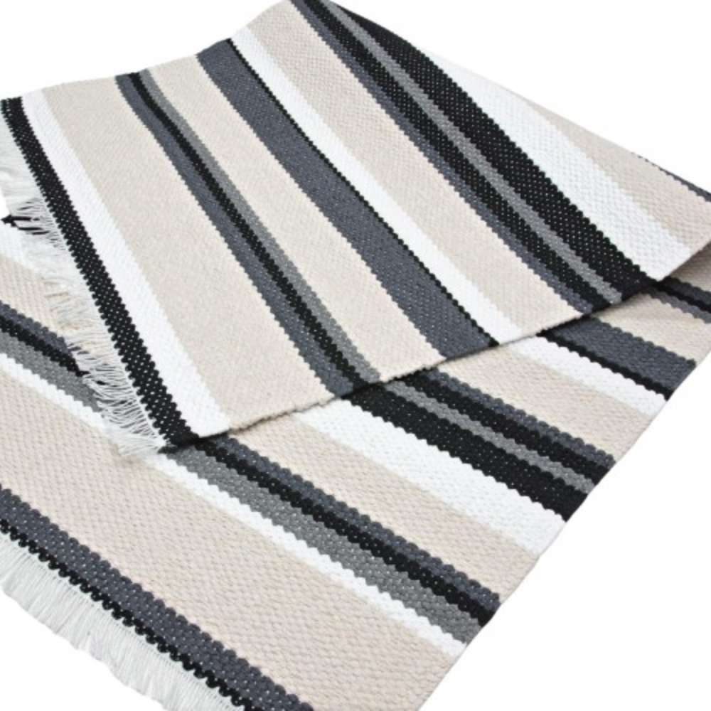 JANNE puuvillamatto - valkoinen/musta.