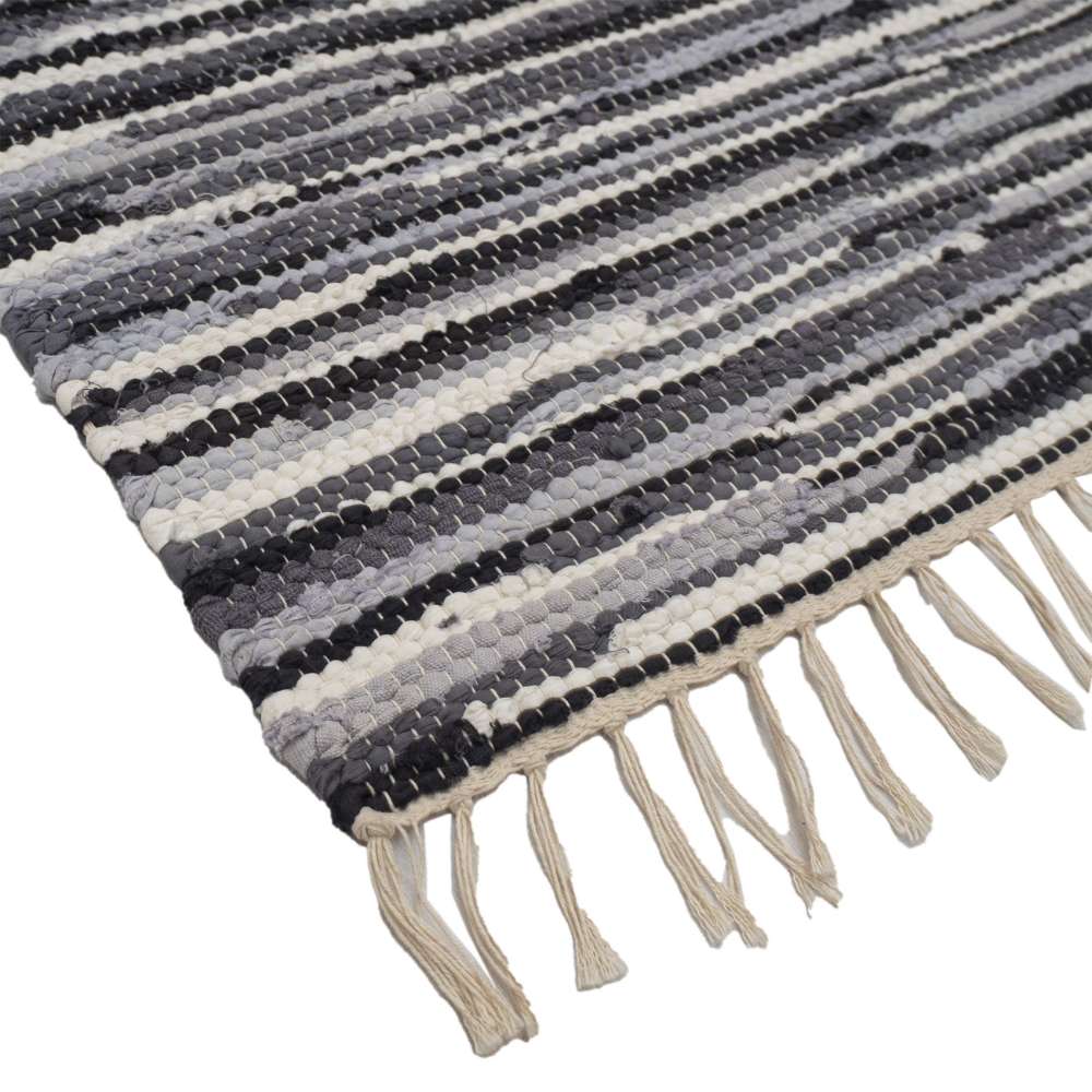 Jenkka puuvillamatto - Mustavalkoinen.