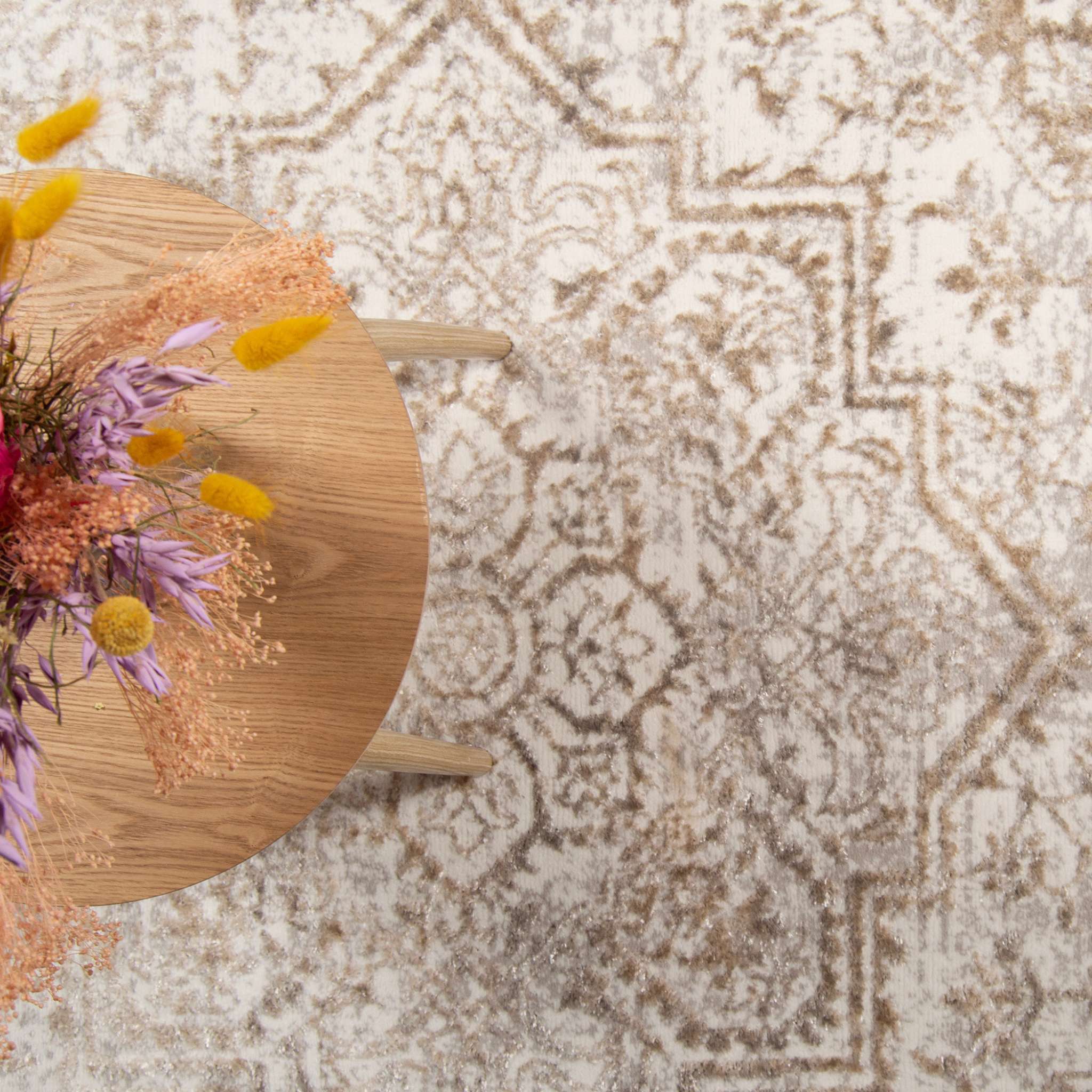 Luna Oriental Pile rug - white-beige