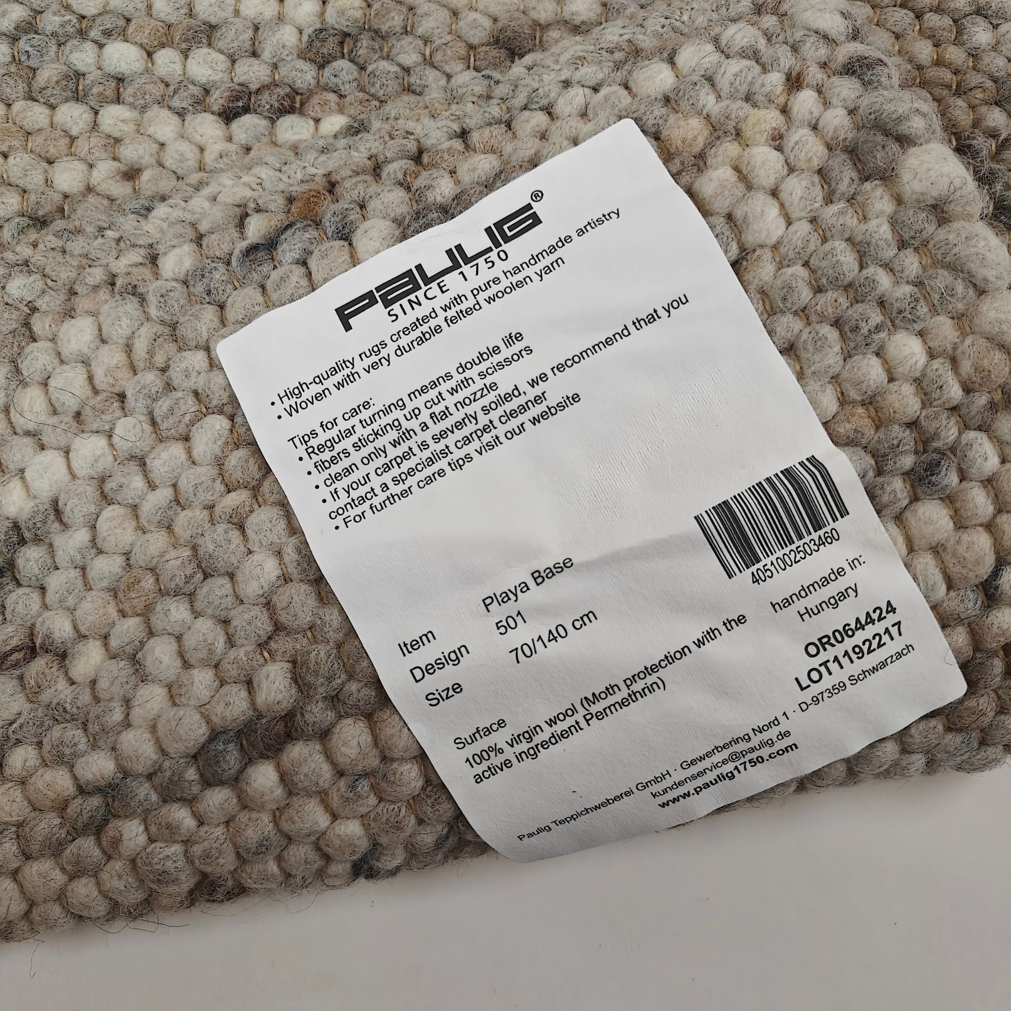 Playa Base 501 villamatto, mittatilaus - beige - harmaa