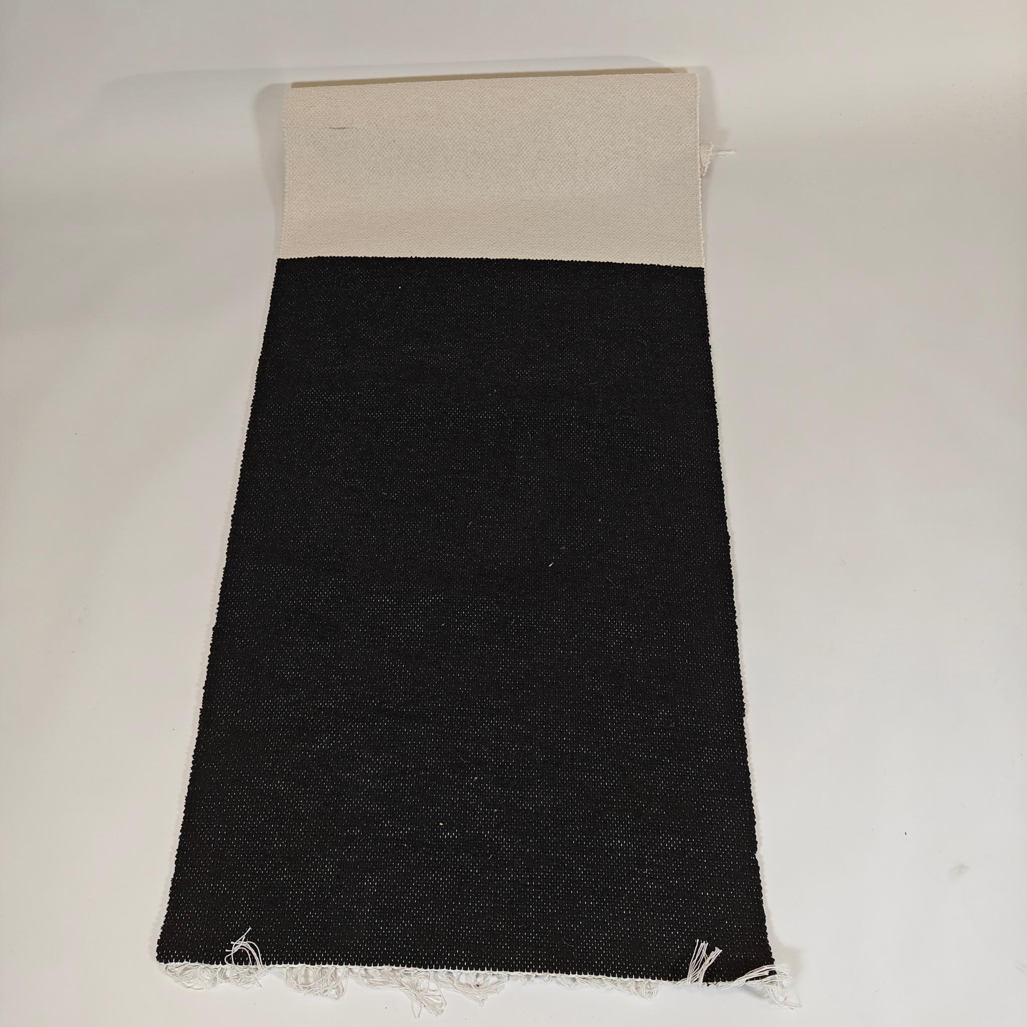 Modern domestic Cotton rug - black/white