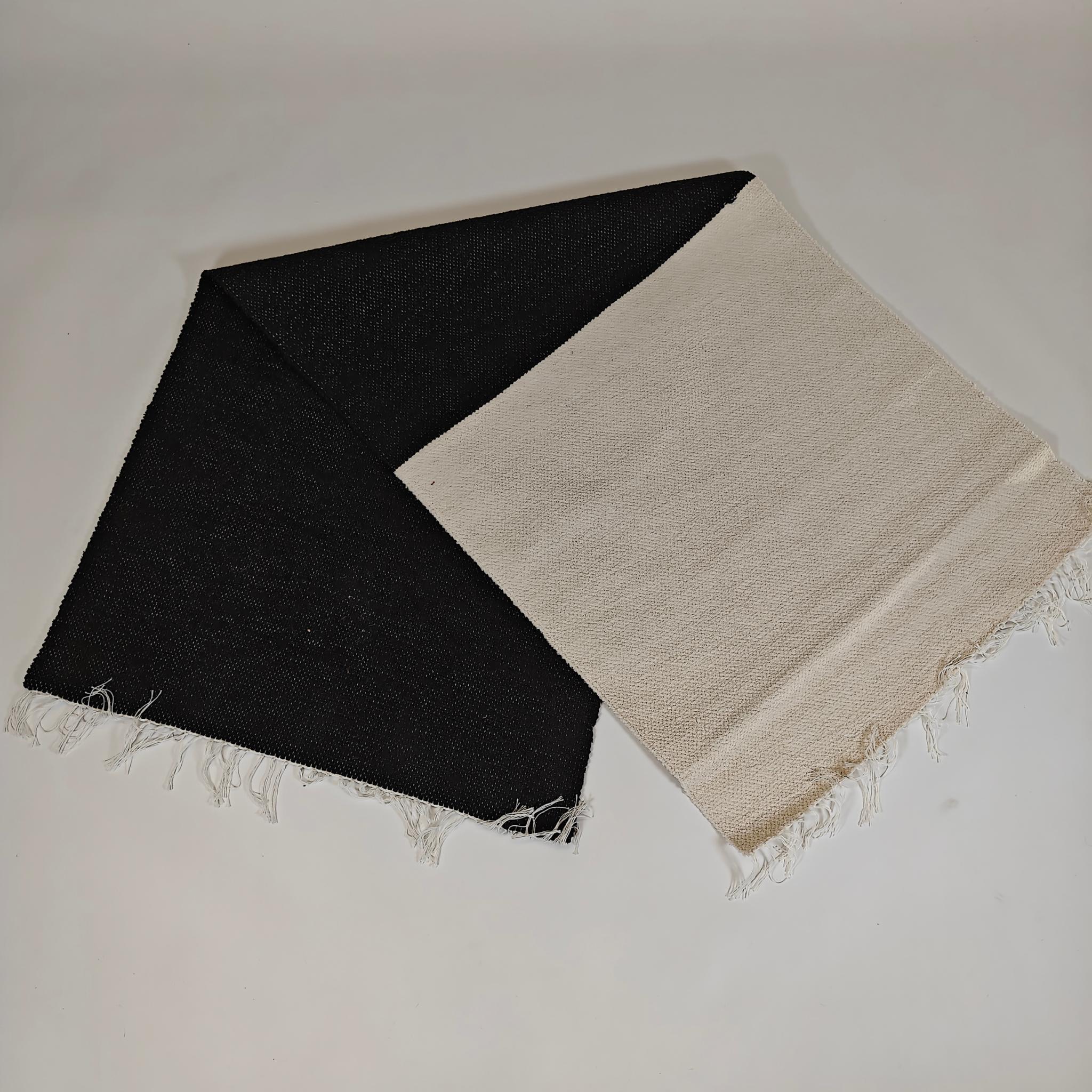 Modern domestic Cotton rug - black/white