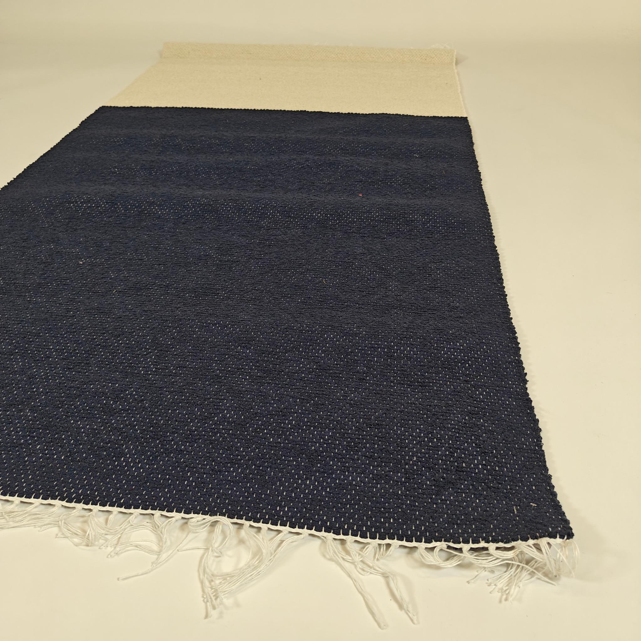 Modern domestic Cotton rug - blue/white