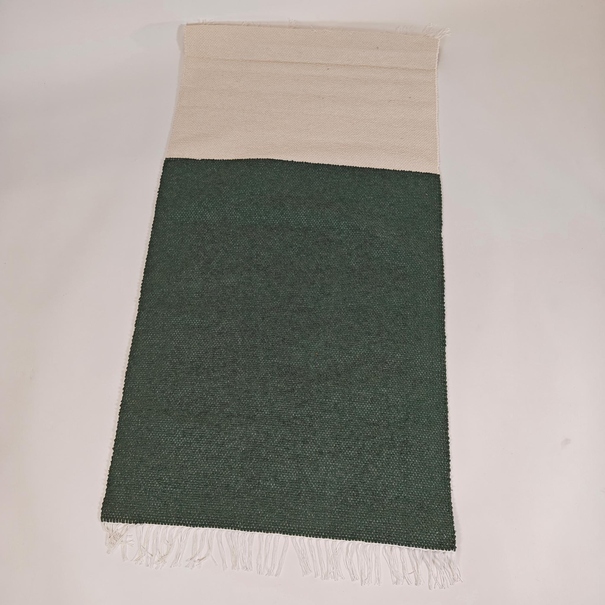 Modern domestic Cotton rug - green/white