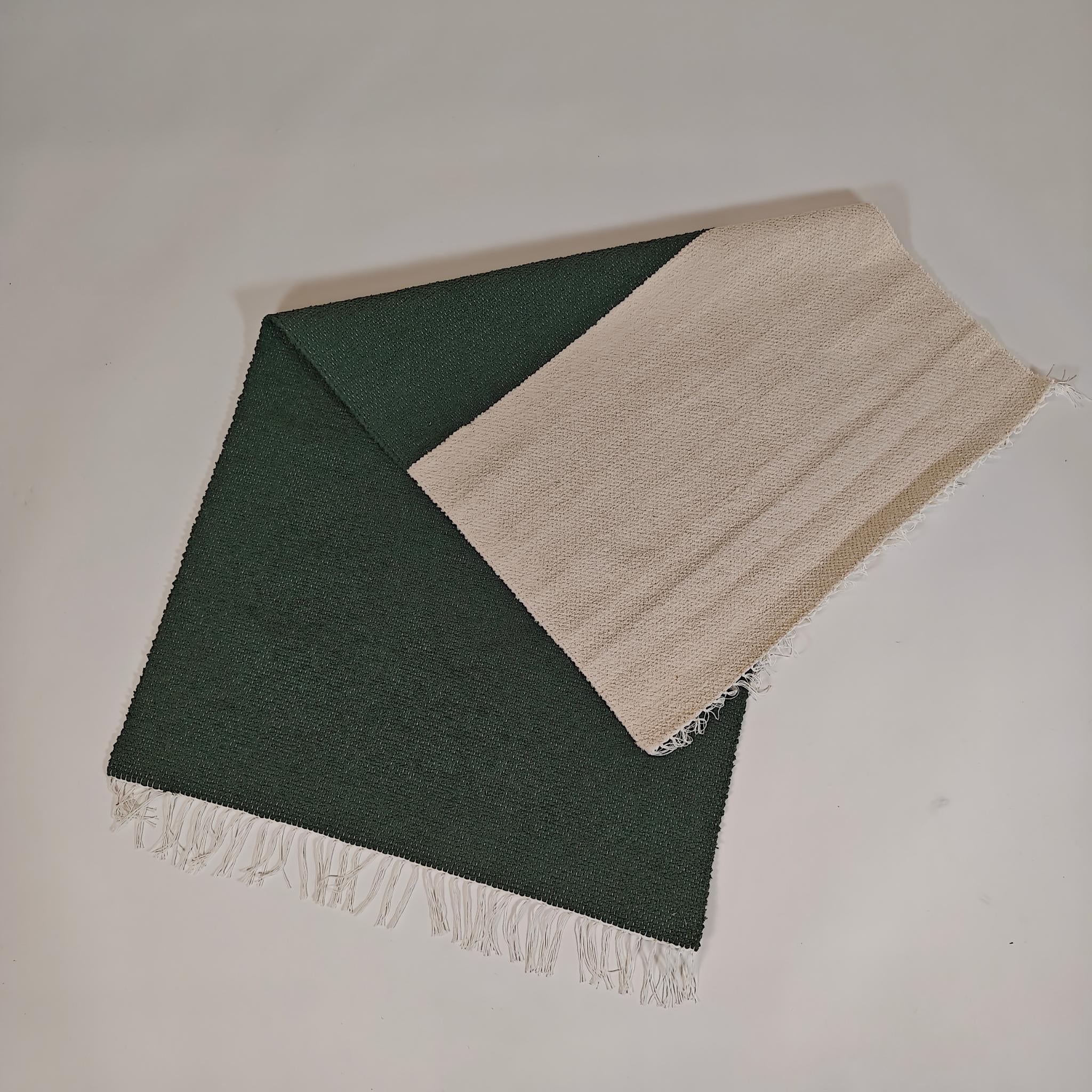 Modern domestic Cotton rug - green/white