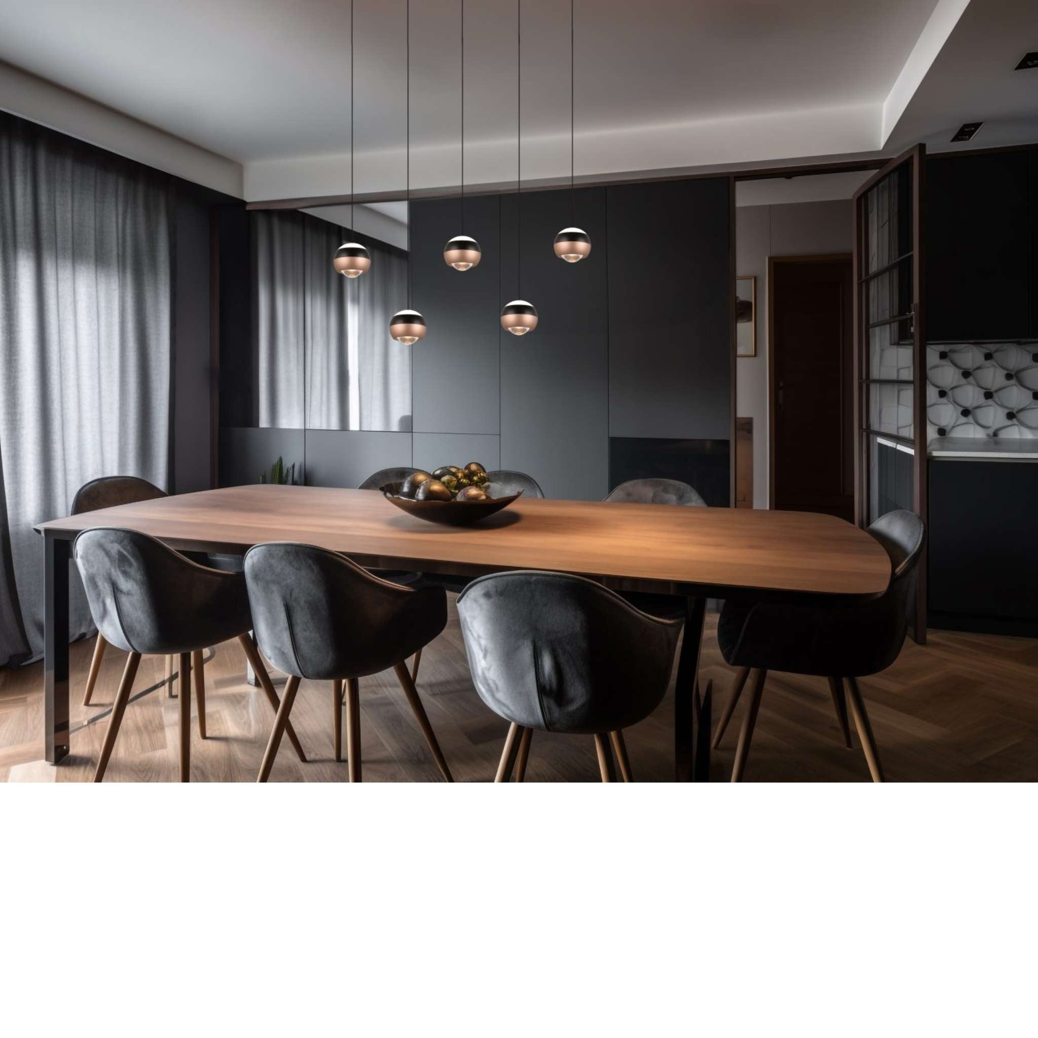TRIO Orbit LED Pendant light 100 cm 5-piece - matte black