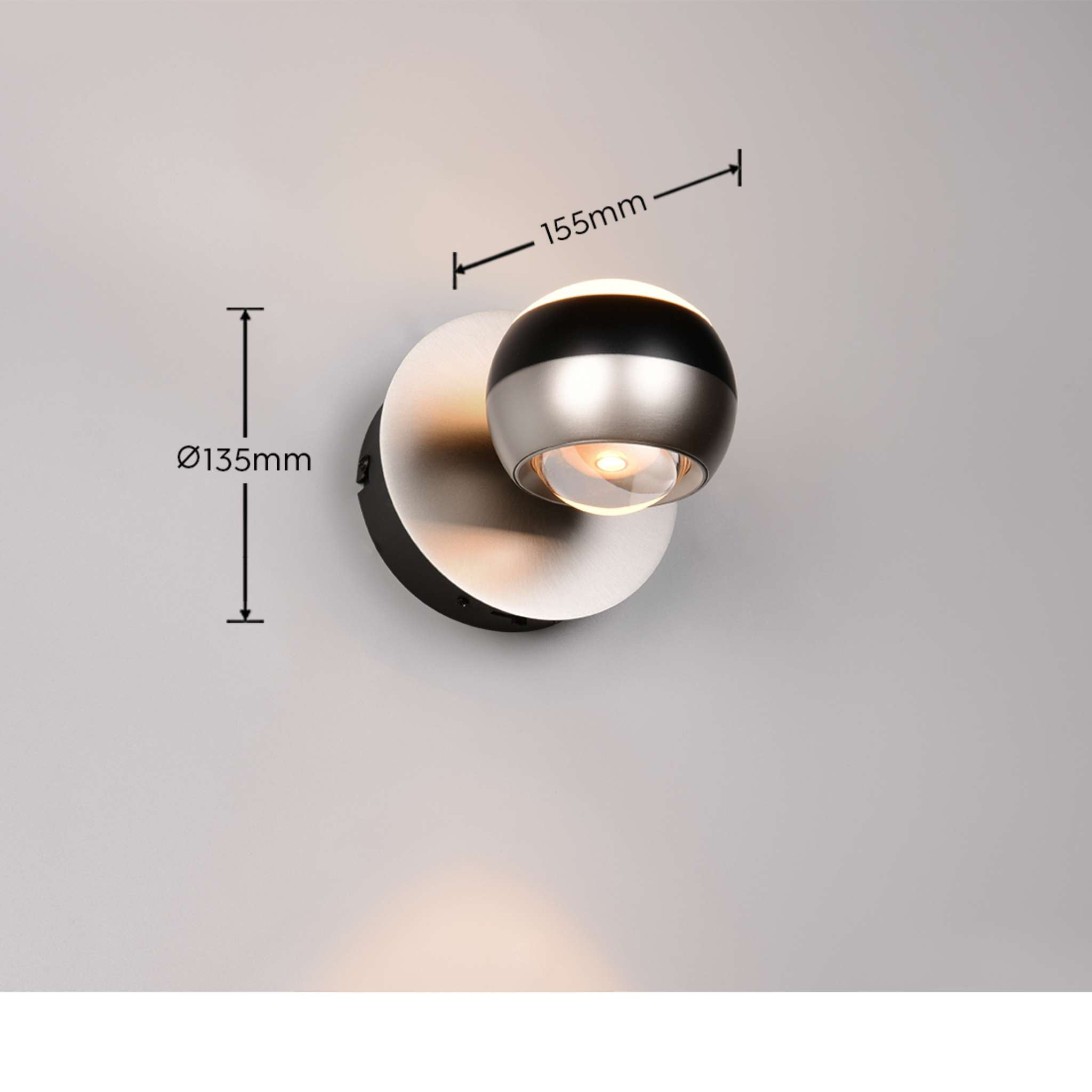 TRIO Orbit LED Wall light - brushed steel/matte black