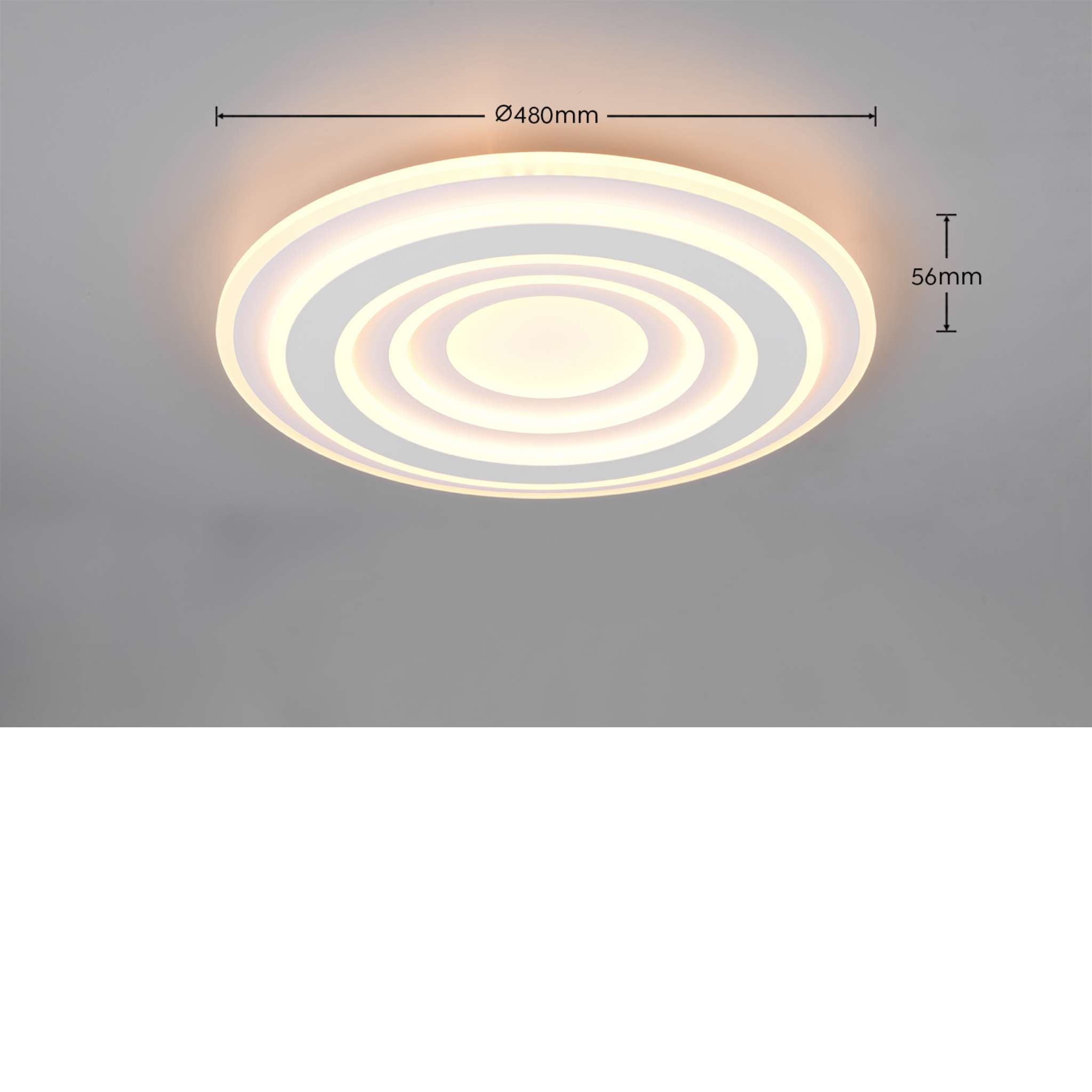 TRIO Costa LED kattovalaisin 48 cm - mattavalkoinen