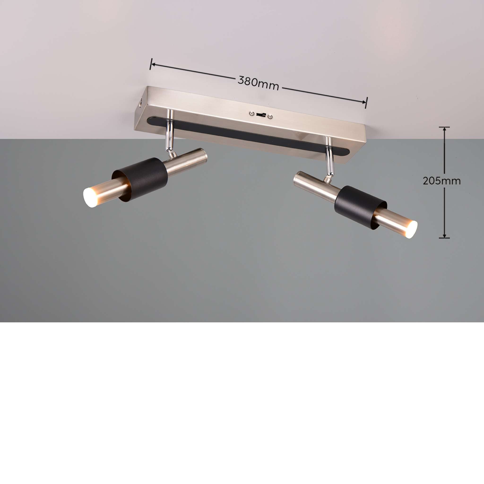 TRIO Ikaris LED spotlight 2-piece - brushed steel/matte black