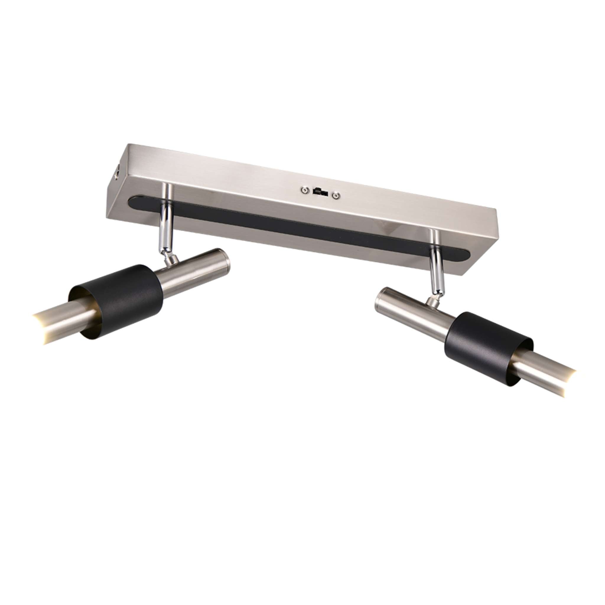 TRIO Ikaris LED spotlight 2-piece - brushed steel/matte black