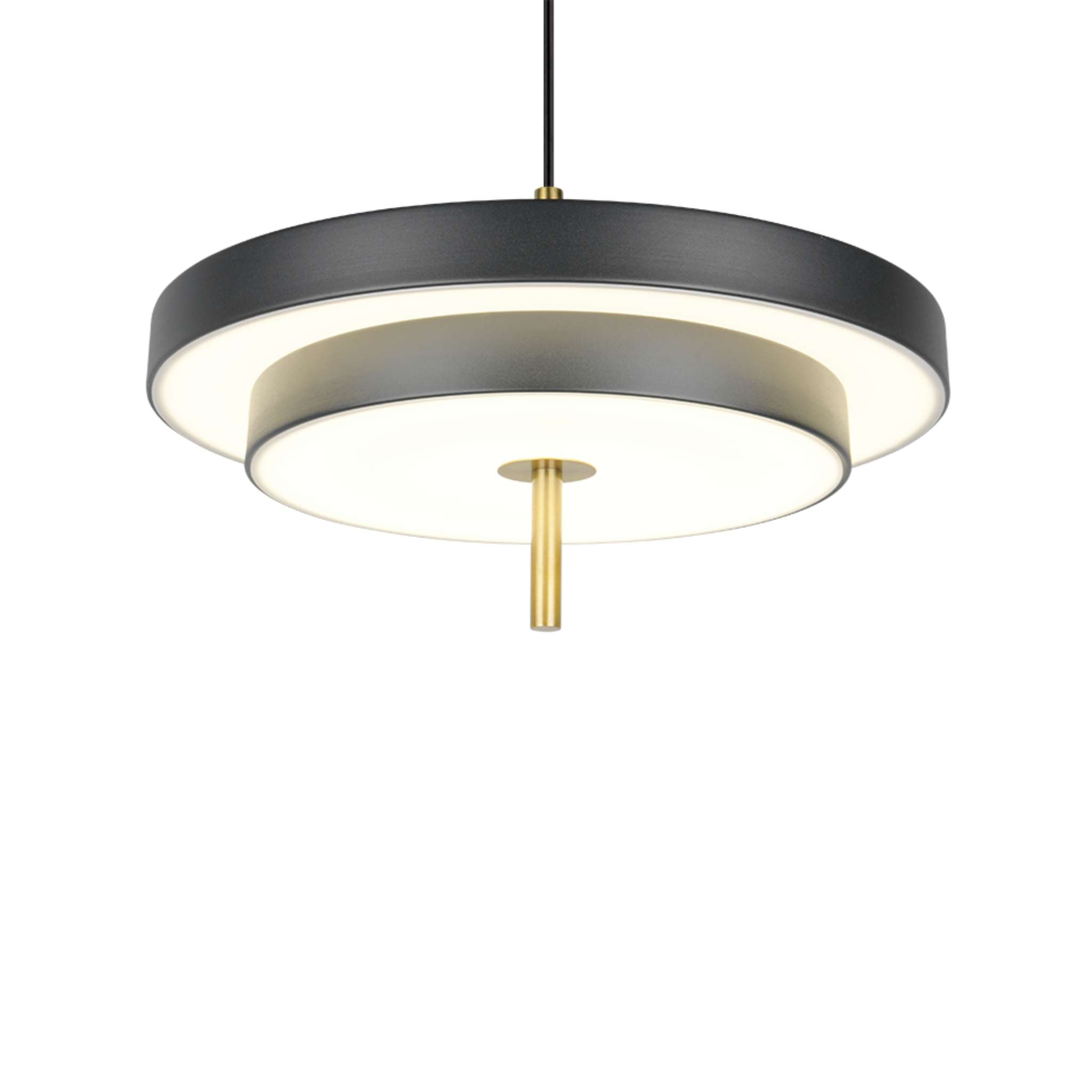 TRIO Keaton LED Pendant light 1-piece 40 cm - matte black/brass