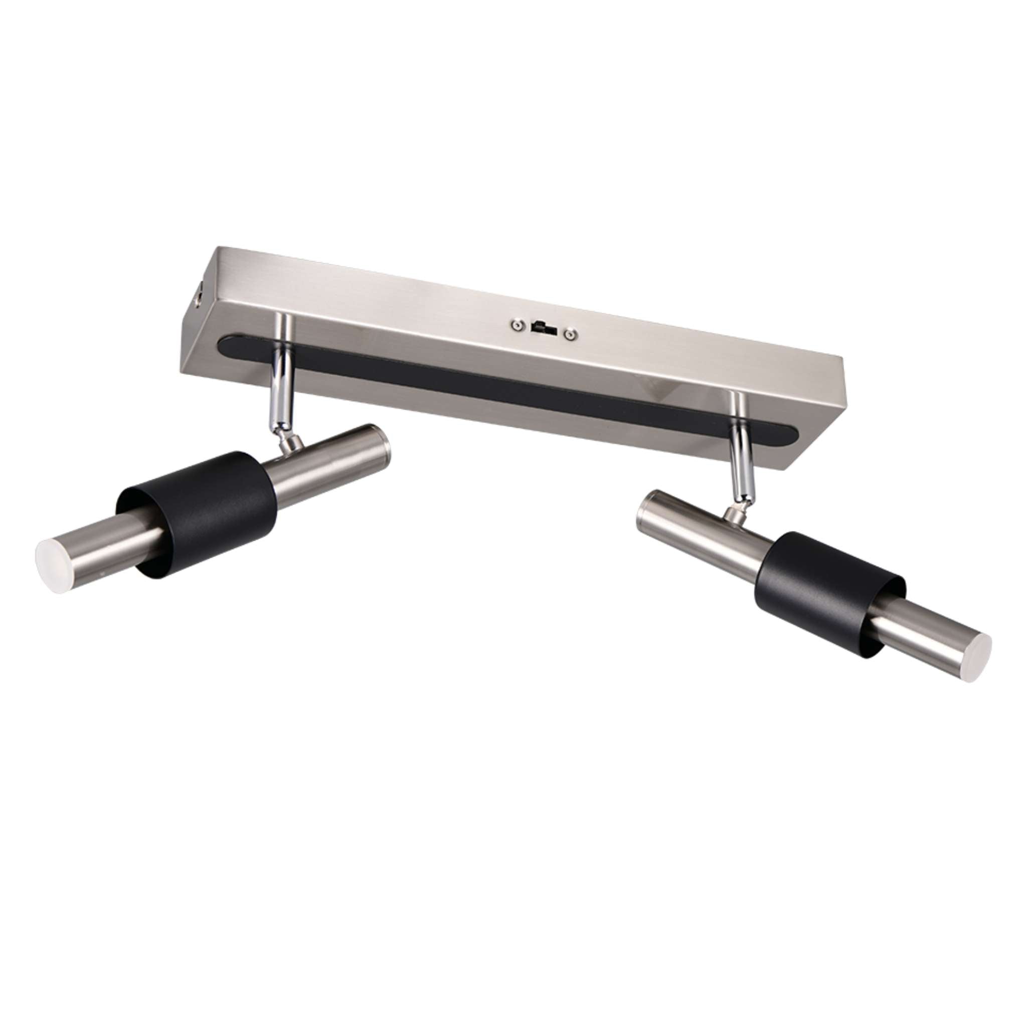 TRIO Ikaris LED spotlight 2-piece - brushed steel/matte black