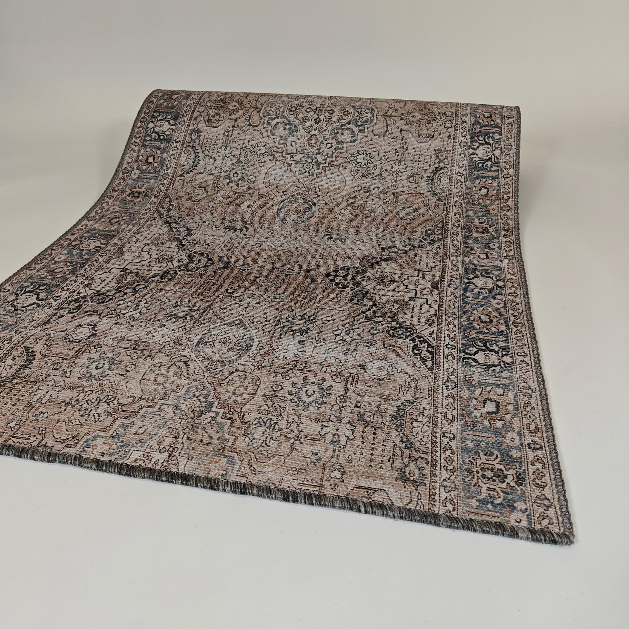 Antique käytävämatto rulla 80cm - sininen - beige