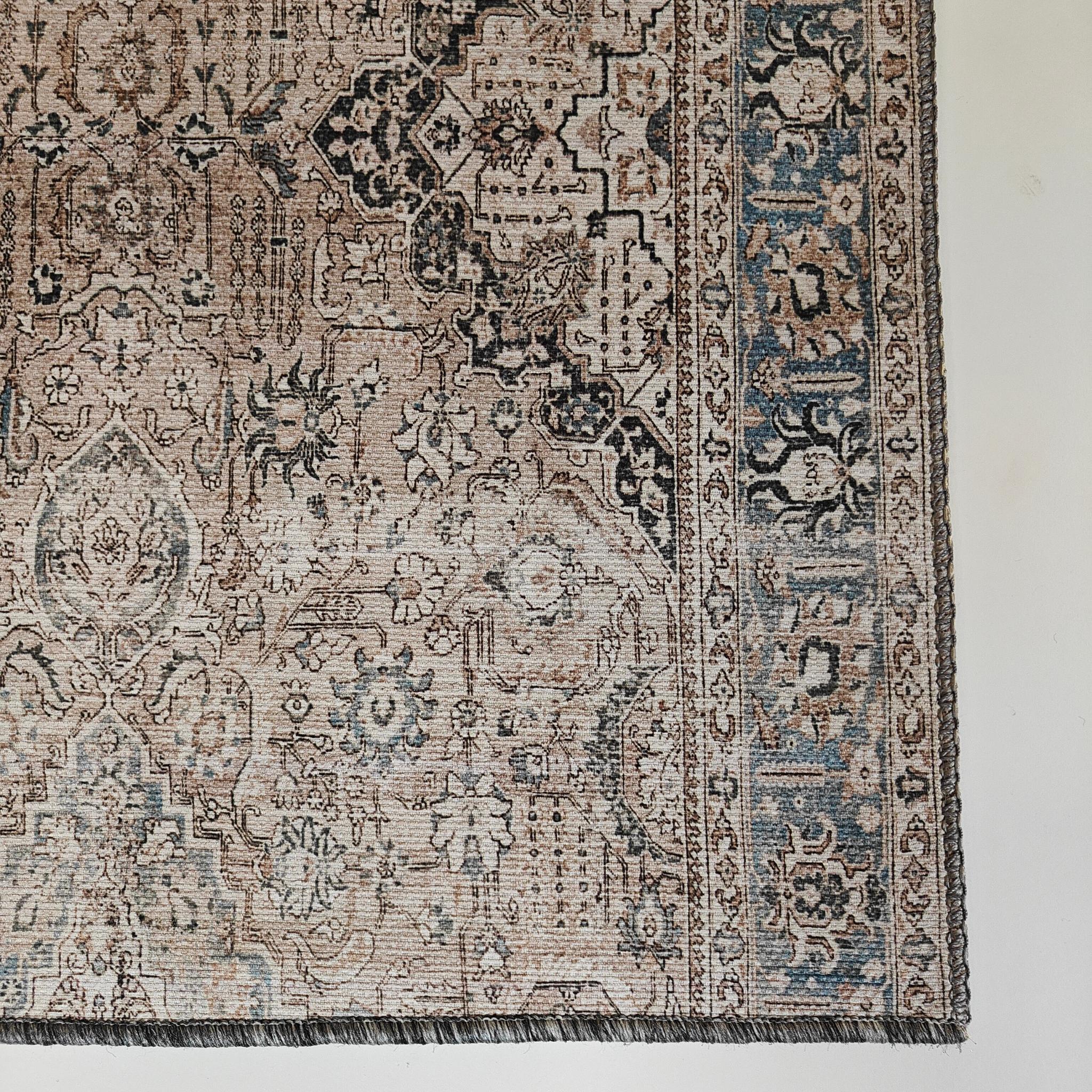 Antique käytävämatto rulla 80cm - sininen - beige