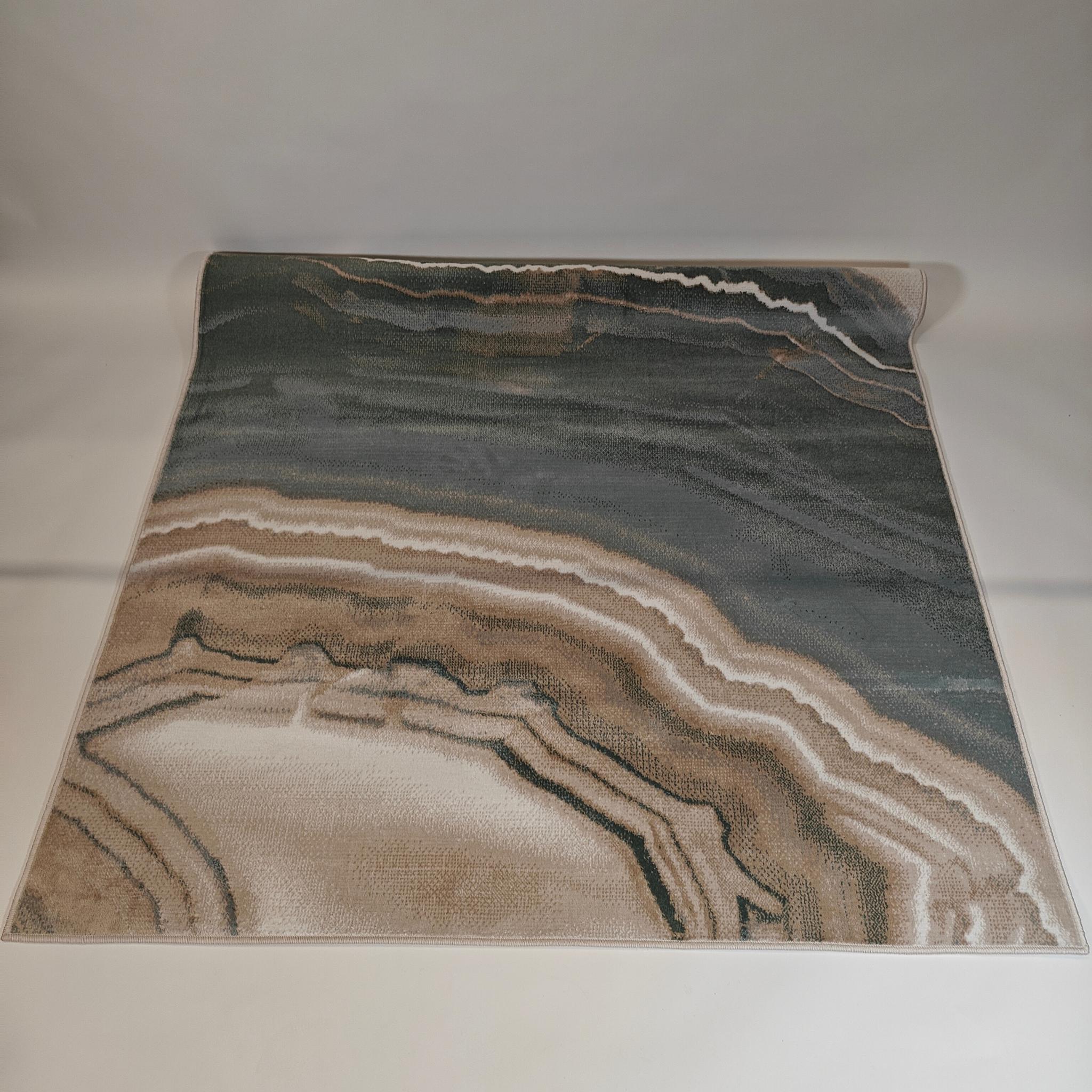 Atrani low pile Rug - Green / beige - white