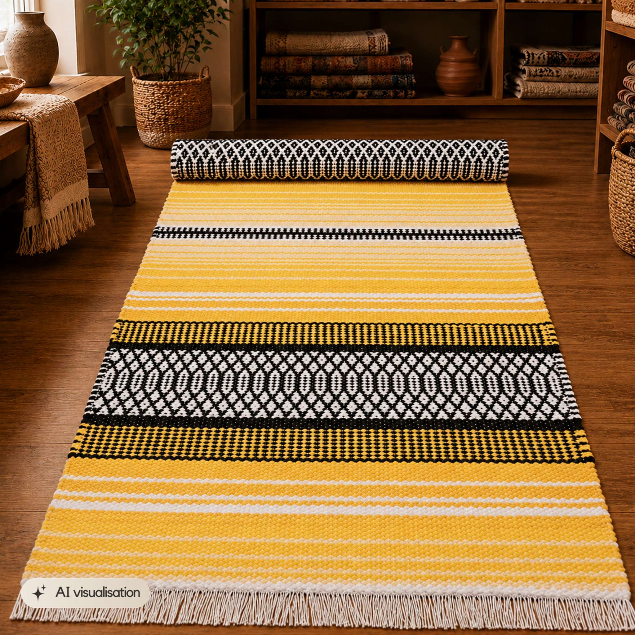 BERTA Cotton rug - yellow