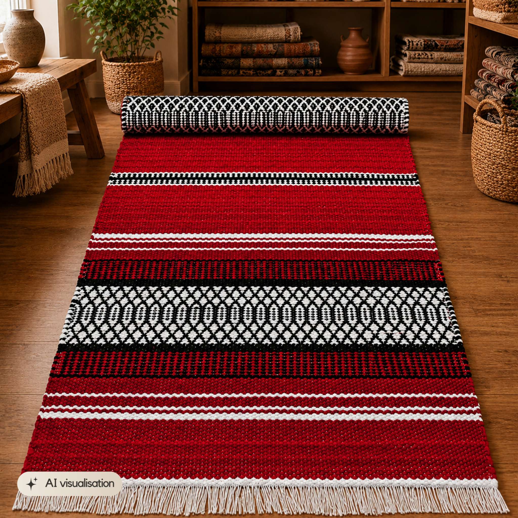 BERTA Cotton rug - red