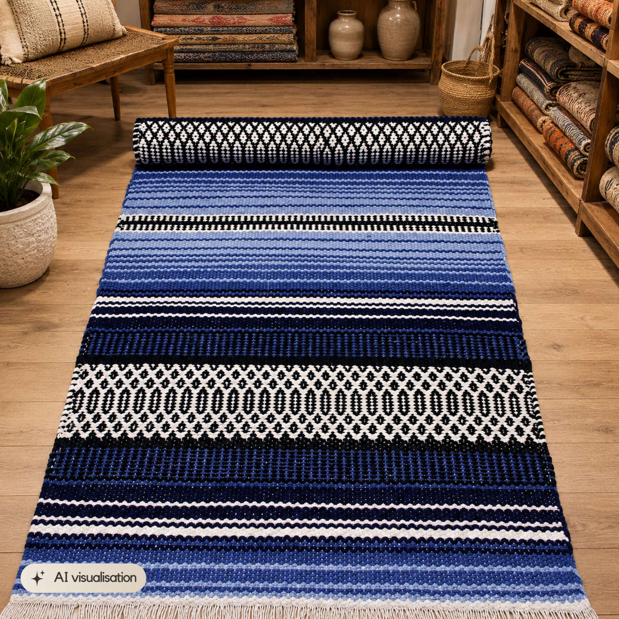 BERTA Cotton rug - blue