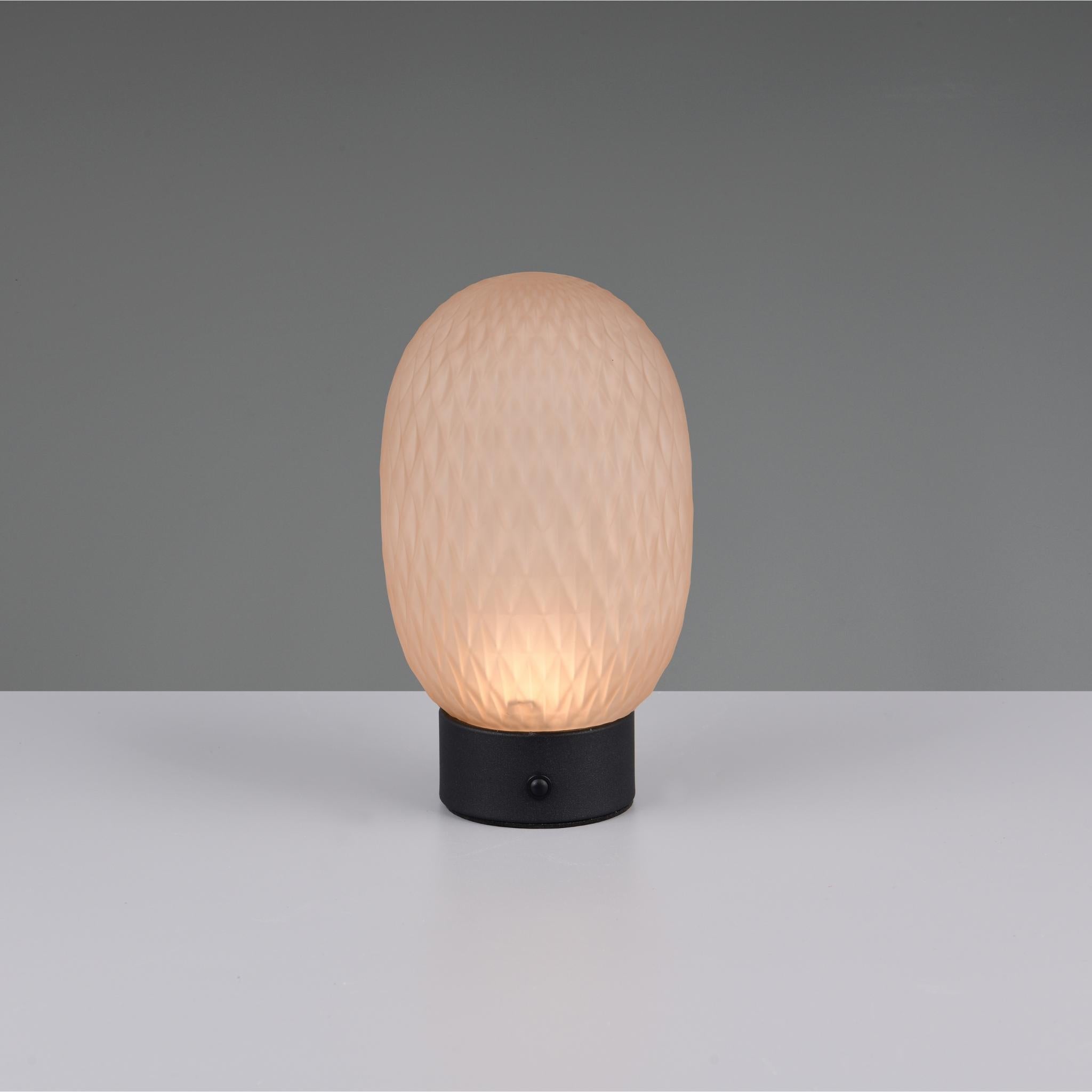 TRIO Facette LED pöytävalaisin ladattava - meripihka/mattamusta