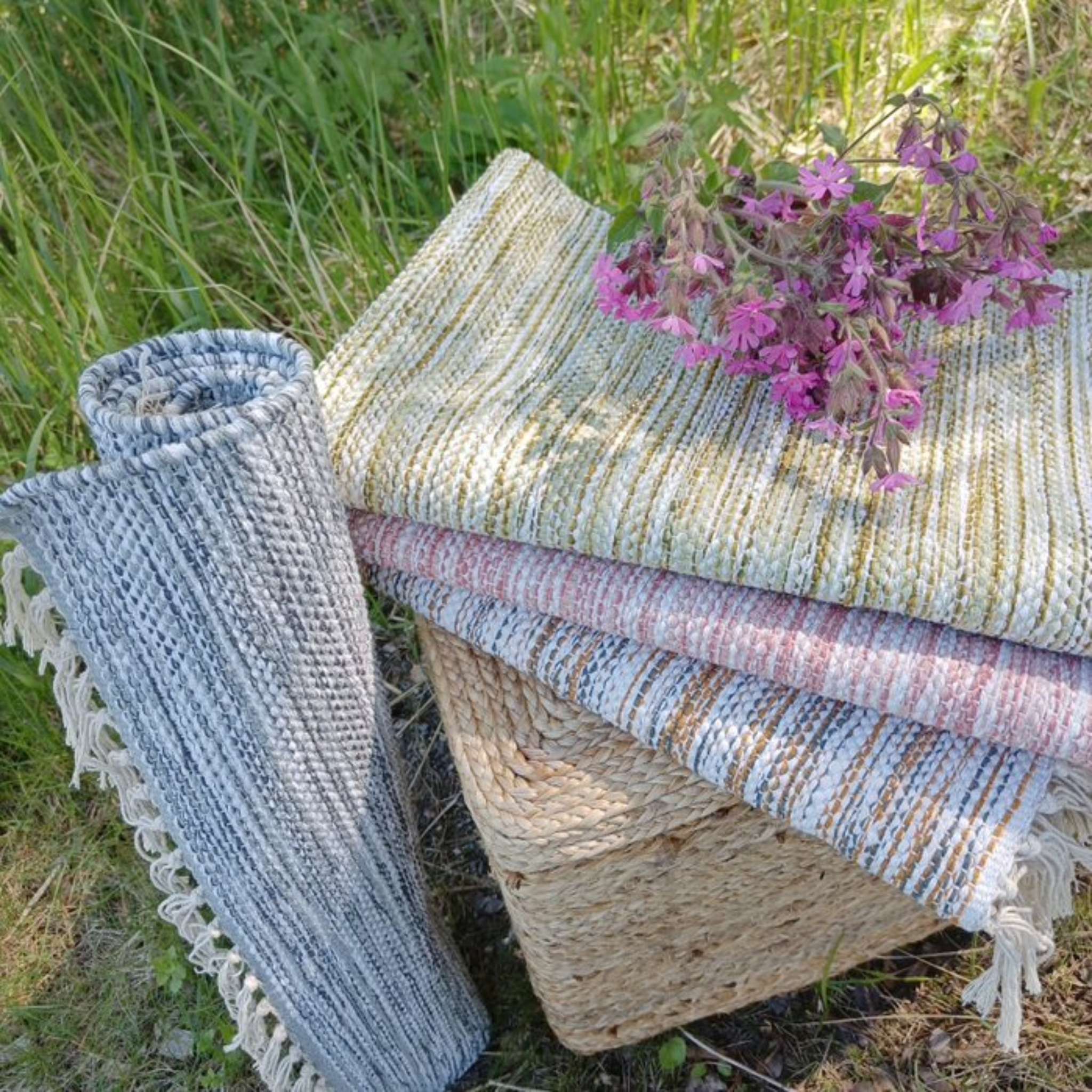 Kesälahti Cotton rug - brown/dark gray