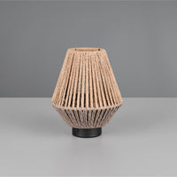 TRIO Lira LED table lamp, rechargeable - brown/paper cord