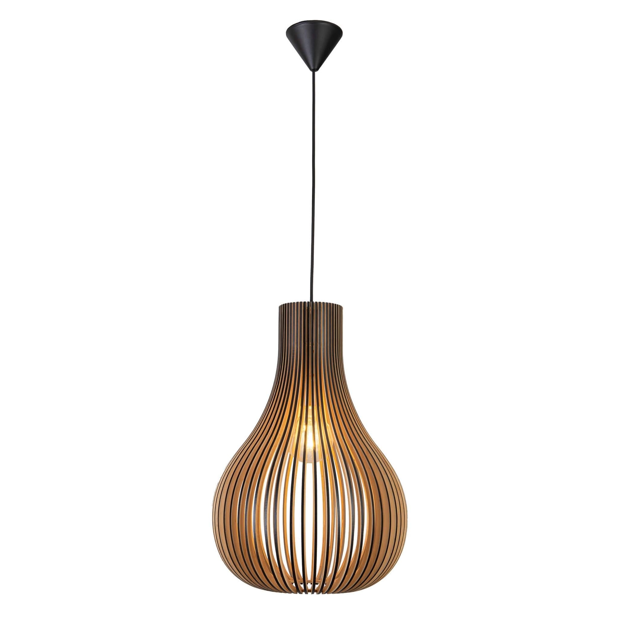 FocusLight OSAKA - Pendant lamp - Black/Wood - Ø38 cm
