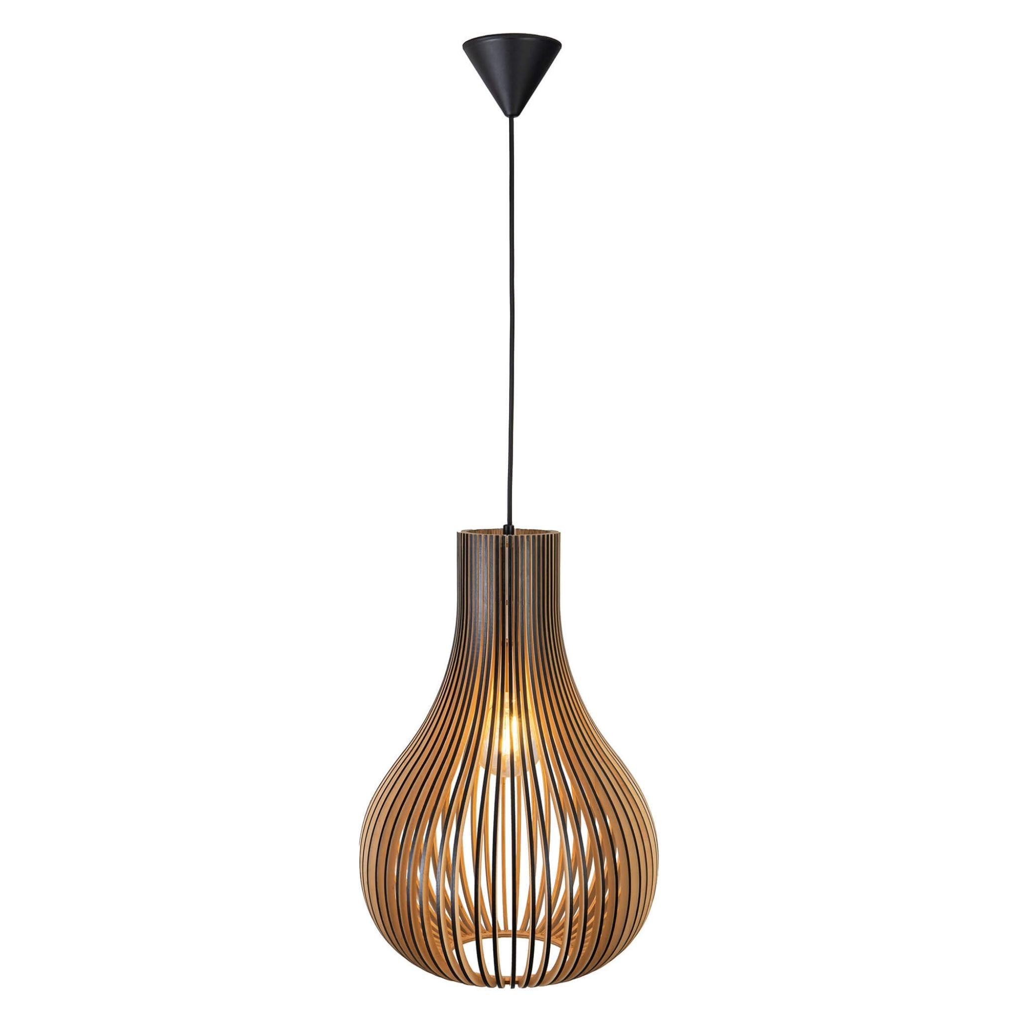 FocusLight OSAKA - Pendant lamp - Black/Wood - Ø38 cm