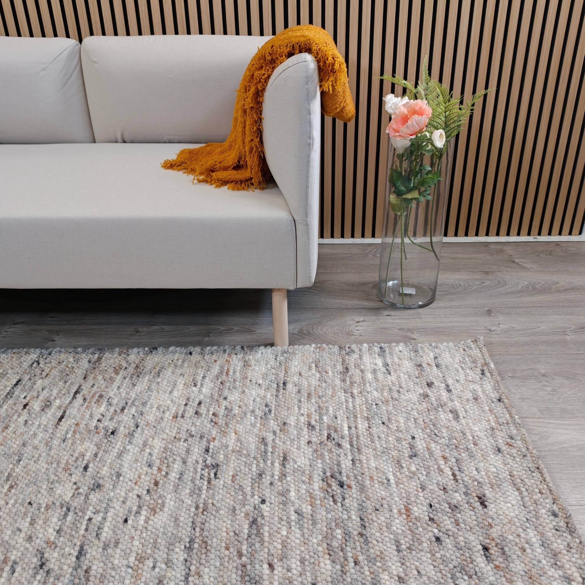Playa Base 501 Wool rug, Custom Size - Beige - Gray