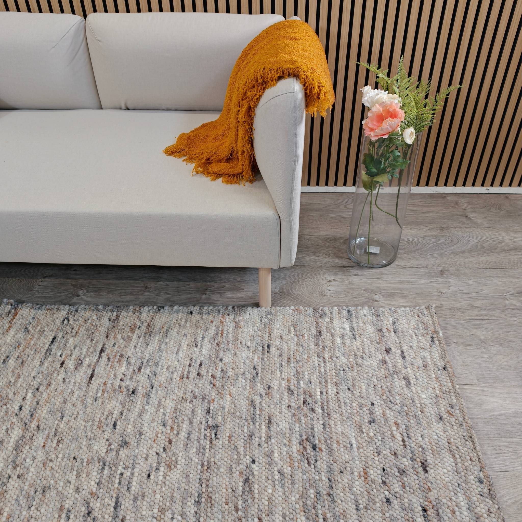 Playa Base 501 Wool rug, Custom Size - Beige - Gray