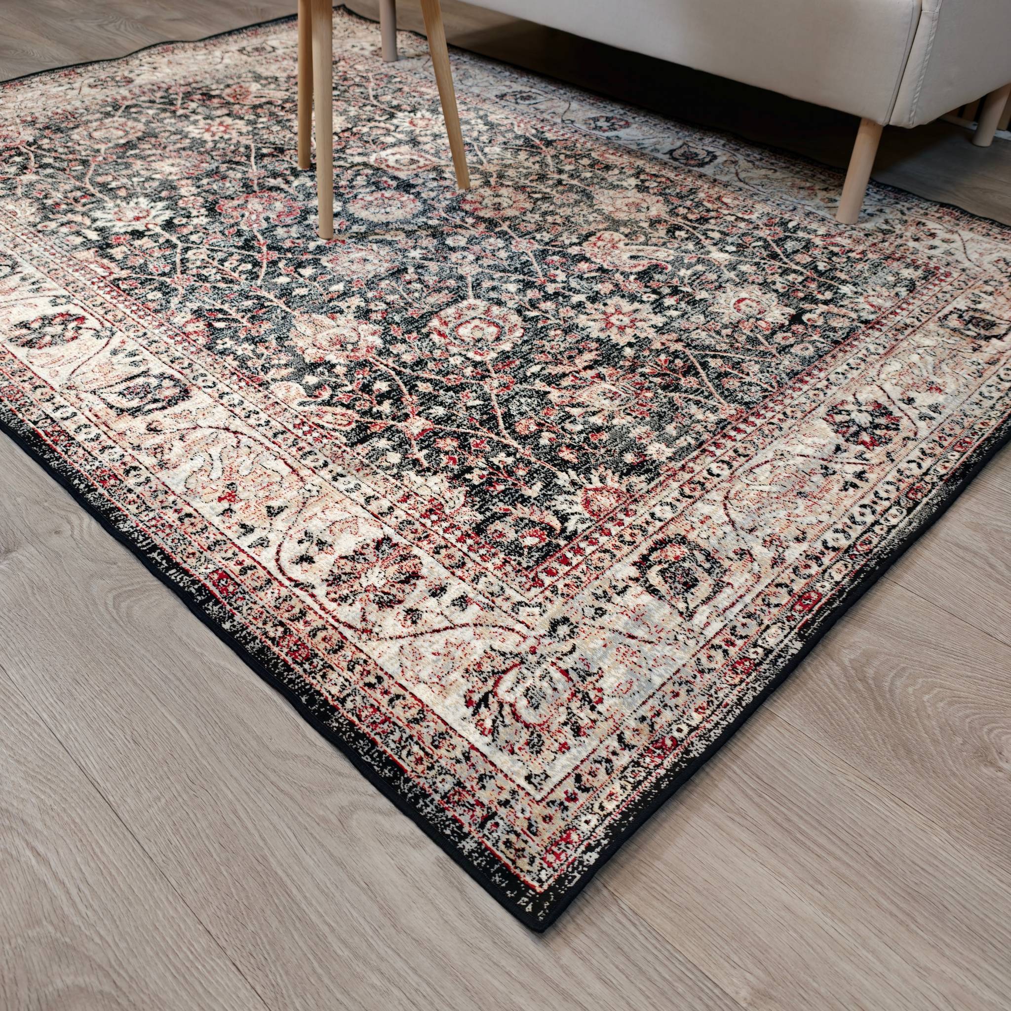 Velour Viscose rug - black