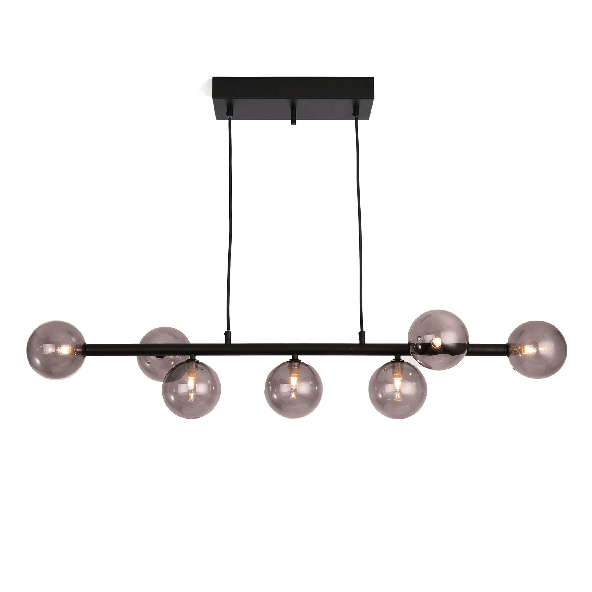 FocusLight Sierra - Pendant lamp - Black - Smoke - 7 bulbs