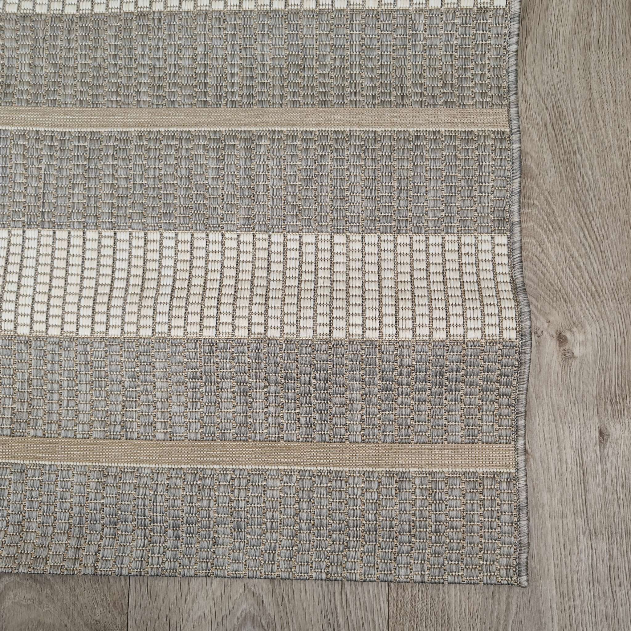 Juova sileäksi kudottu matto - vaaleanharmaa-beige