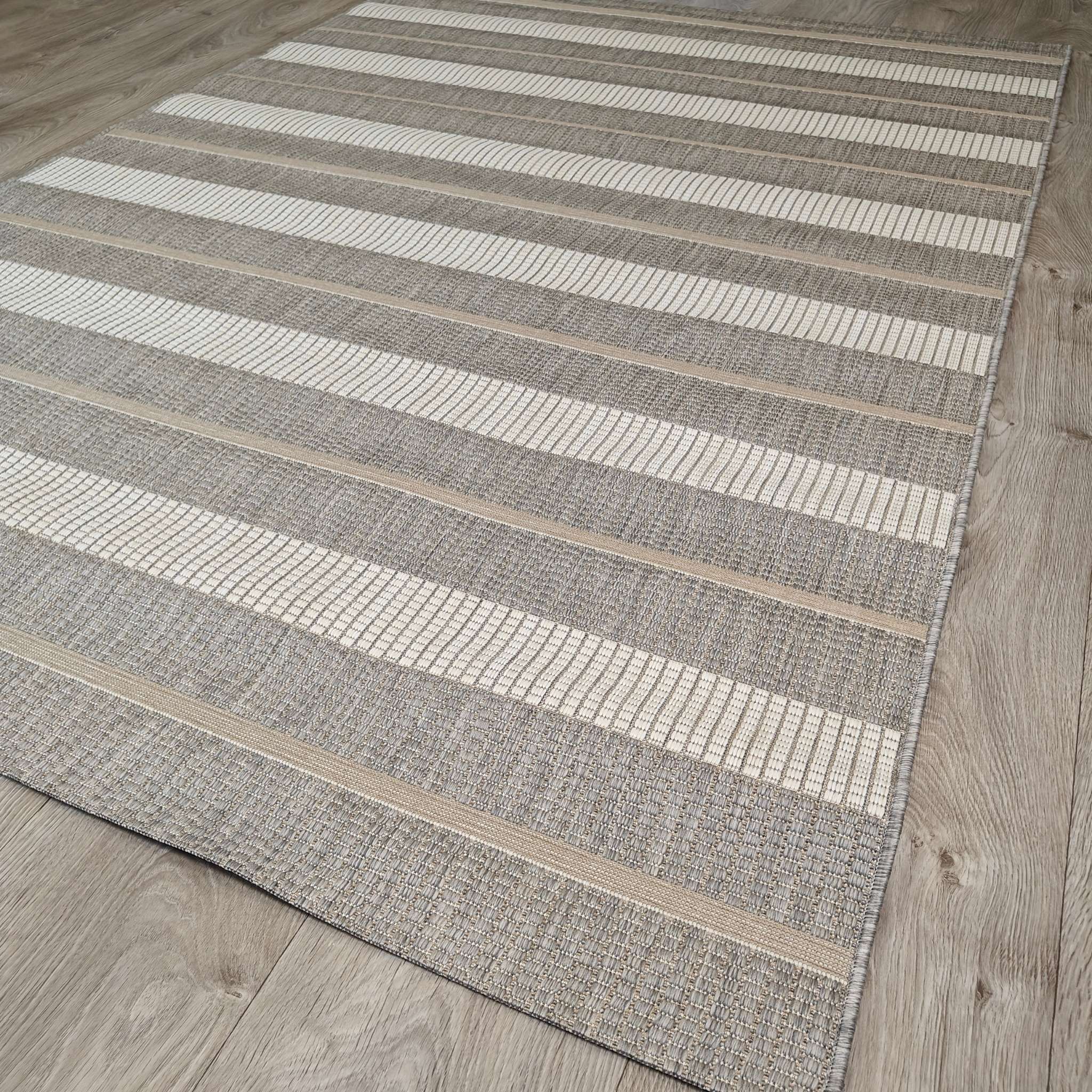 Juova sileäksi kudottu matto - vaaleanharmaa-beige