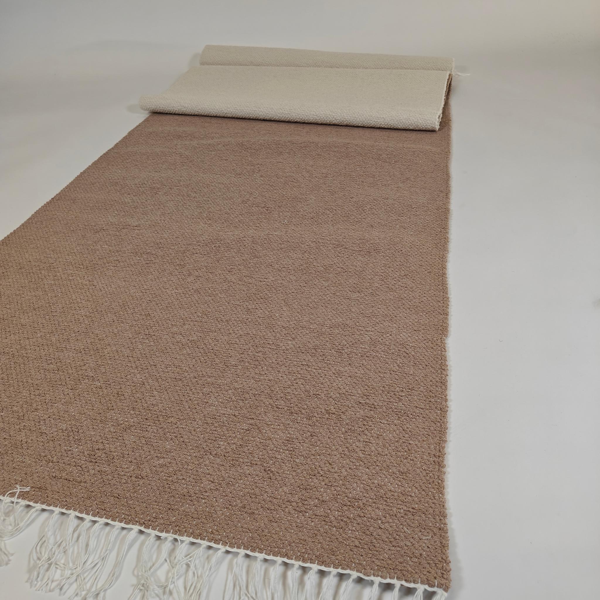Modern domestic Cotton rug - beige/white