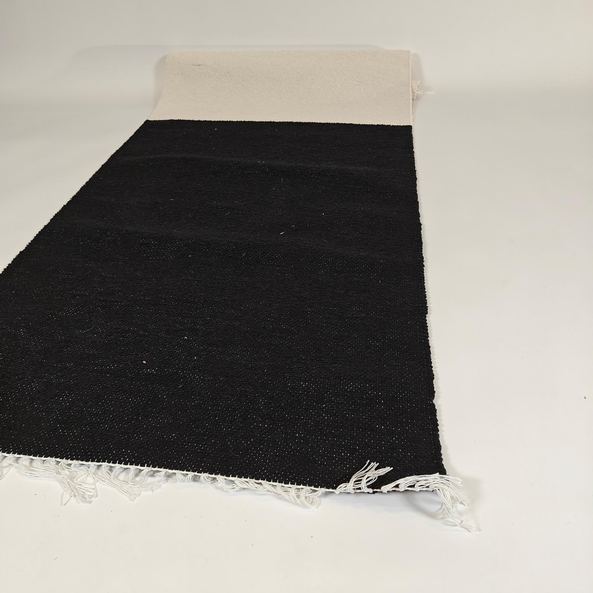 Modern domestic Cotton rug - black/white