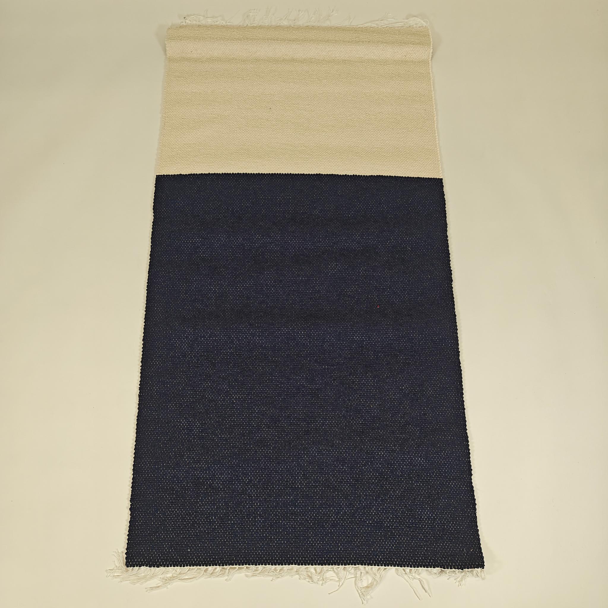 Modern domestic Cotton rug - blue/white