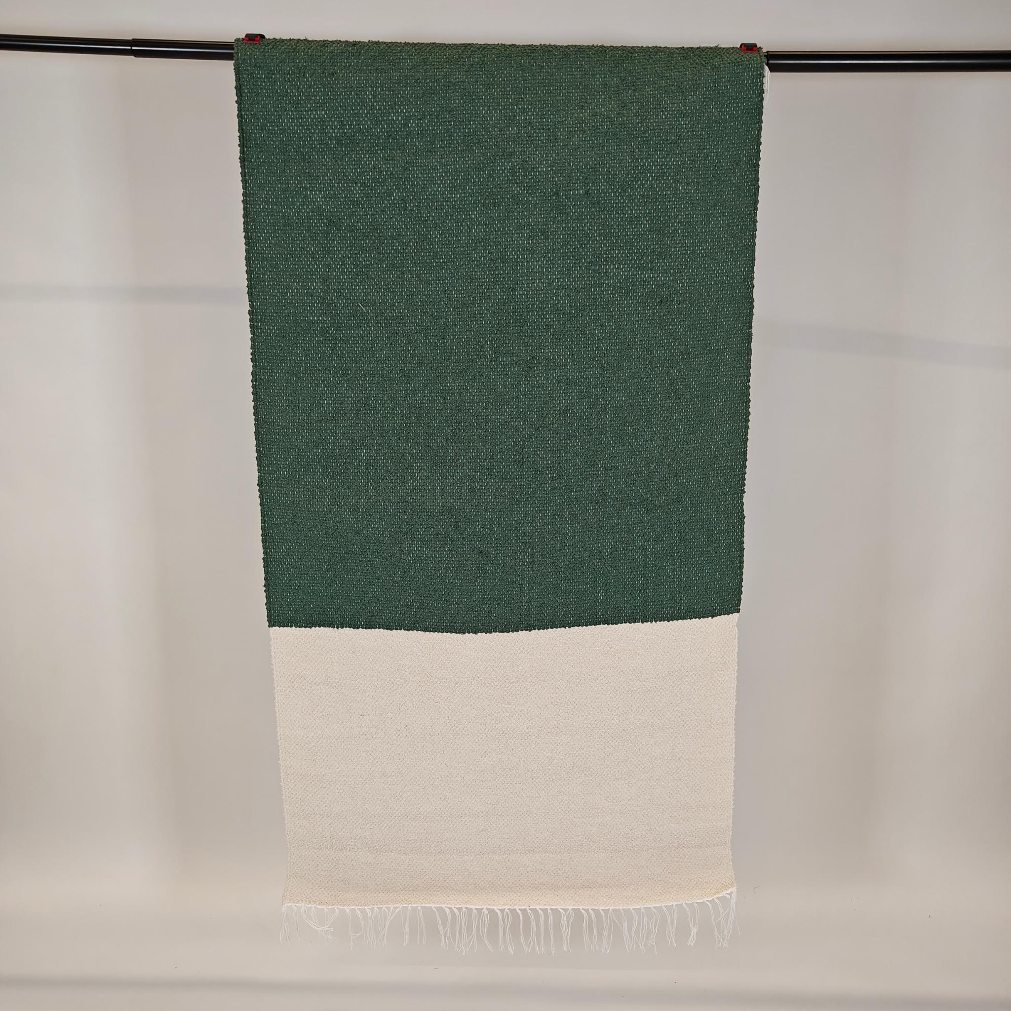Modern domestic Cotton rug - green/white